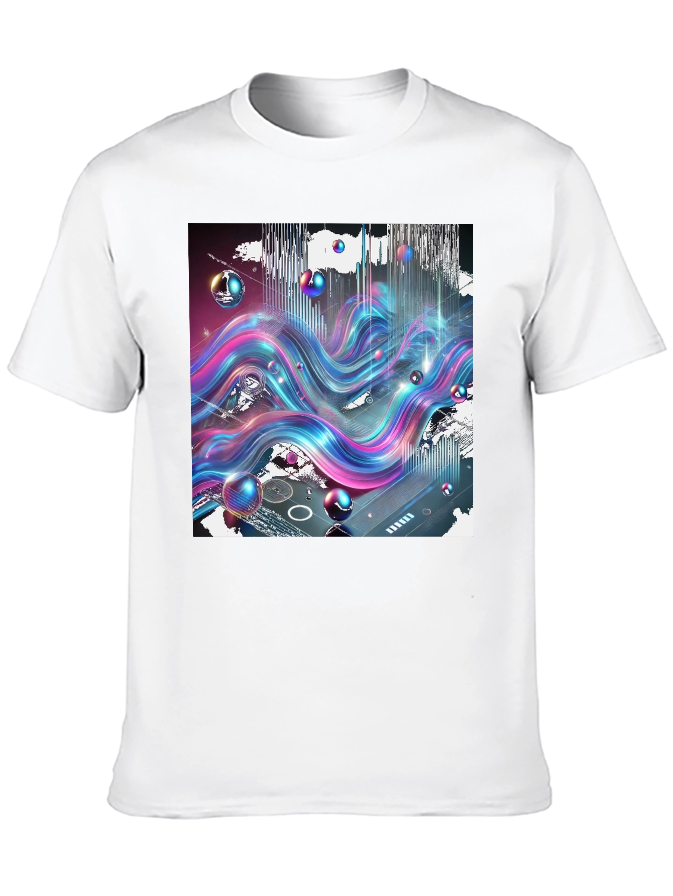 Black Vibrant Wave T-Shirt: Abstract Art Print view 10