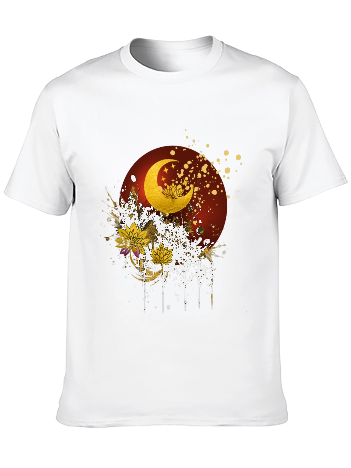 Black Celestial Moon & Lotus Graphic Tee view 10