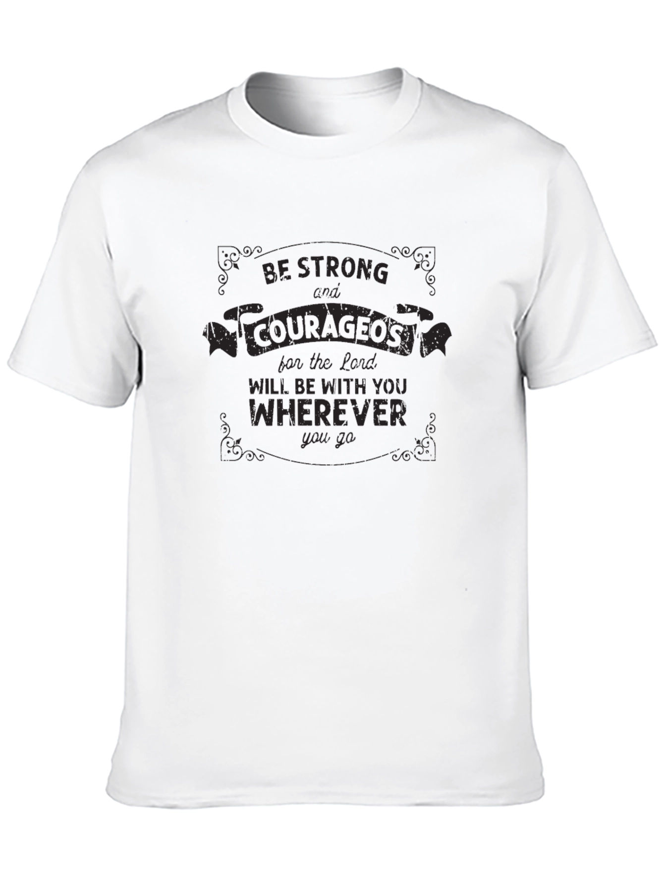 Black Be Strong and Courageous Graphic Tee view 10