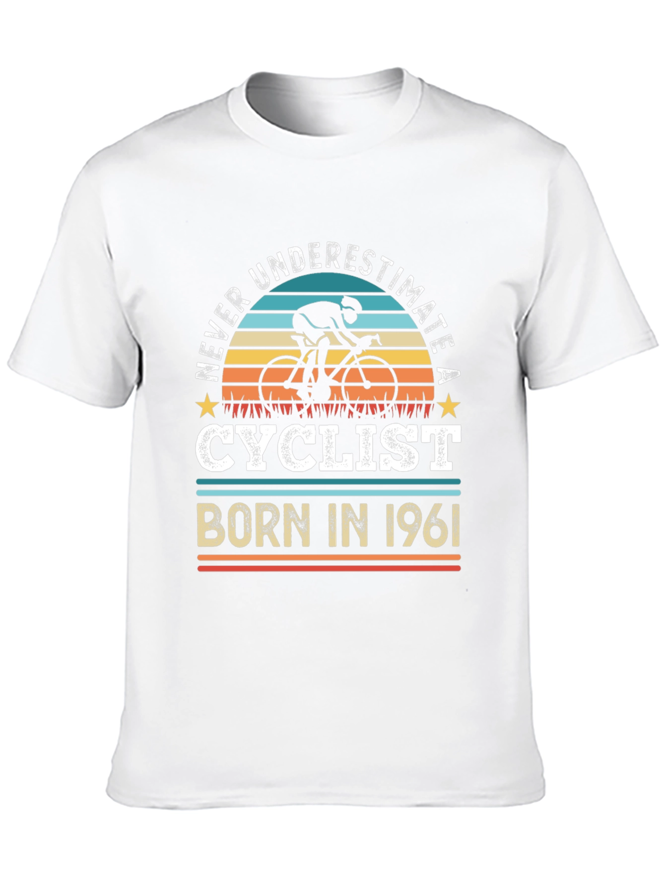 Black Never Underestimate a Cyclist Born in 1961 T-Shirt view 10