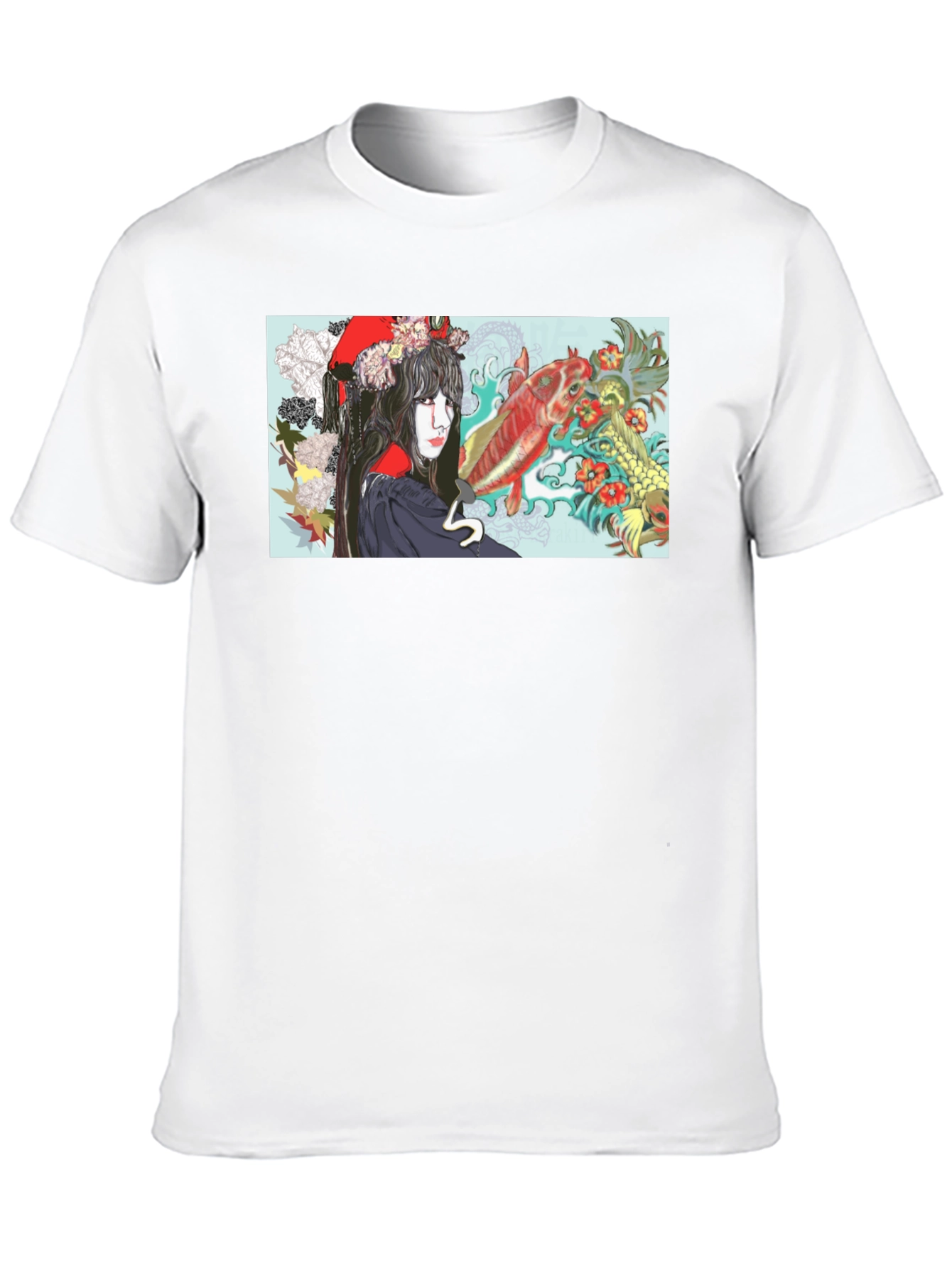 Black Koi Fish Geisha Graphic T-Shirt view 10