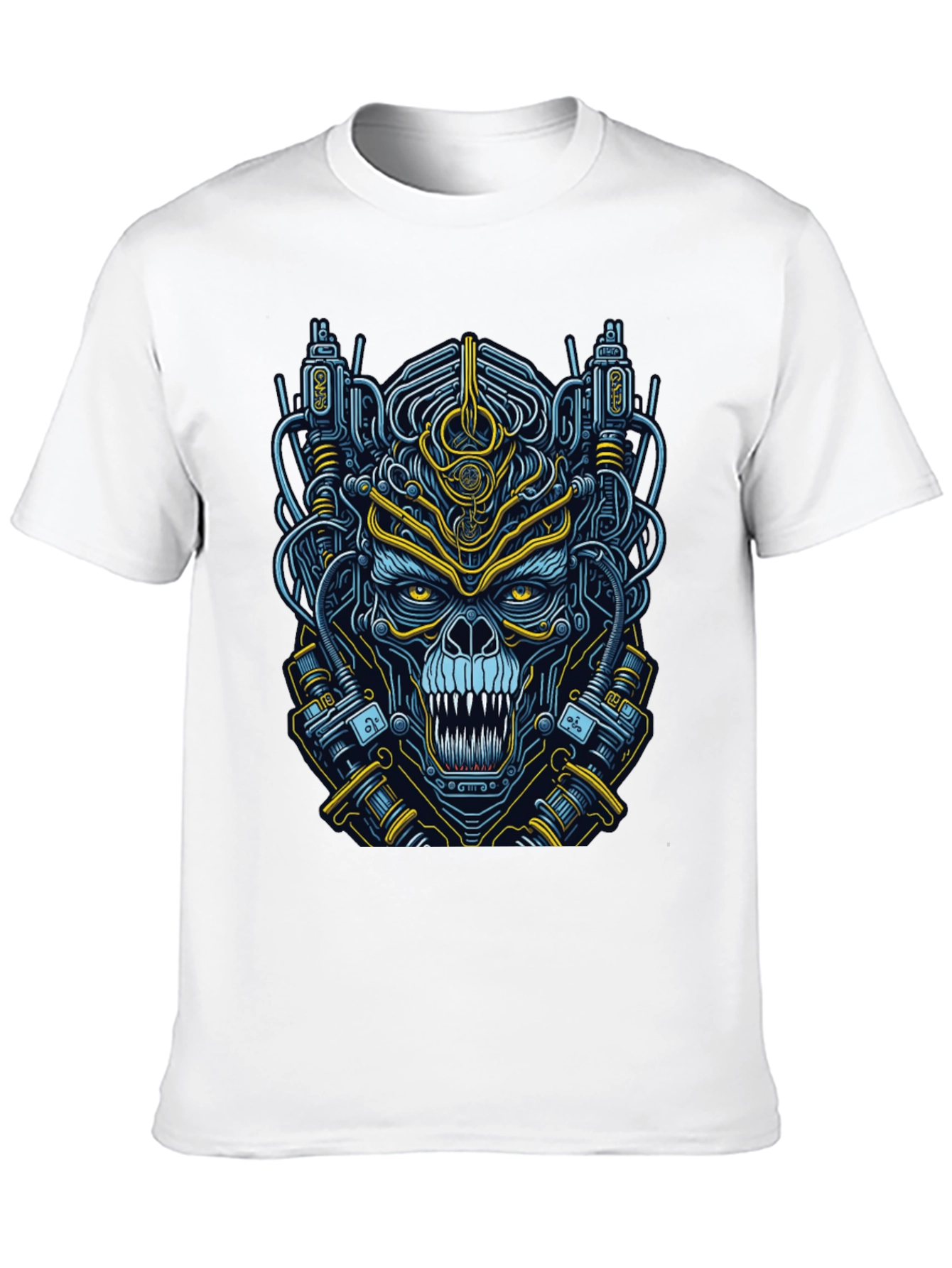 Black Cyberpunk Skull Graphic T-Shirt - Men's Black Tee view 10