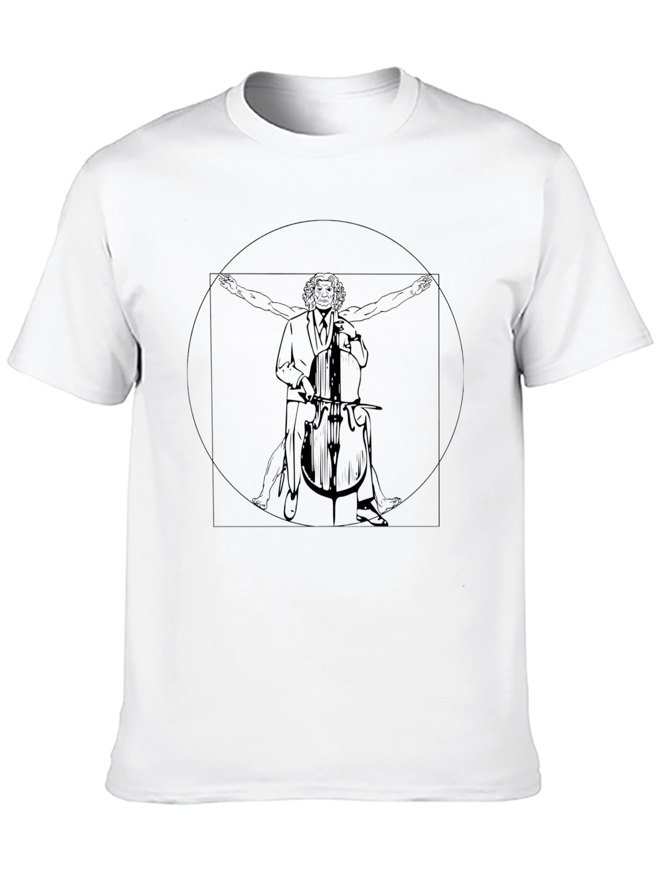 Black Vitruvian Cello Man Black T-Shirt view 10