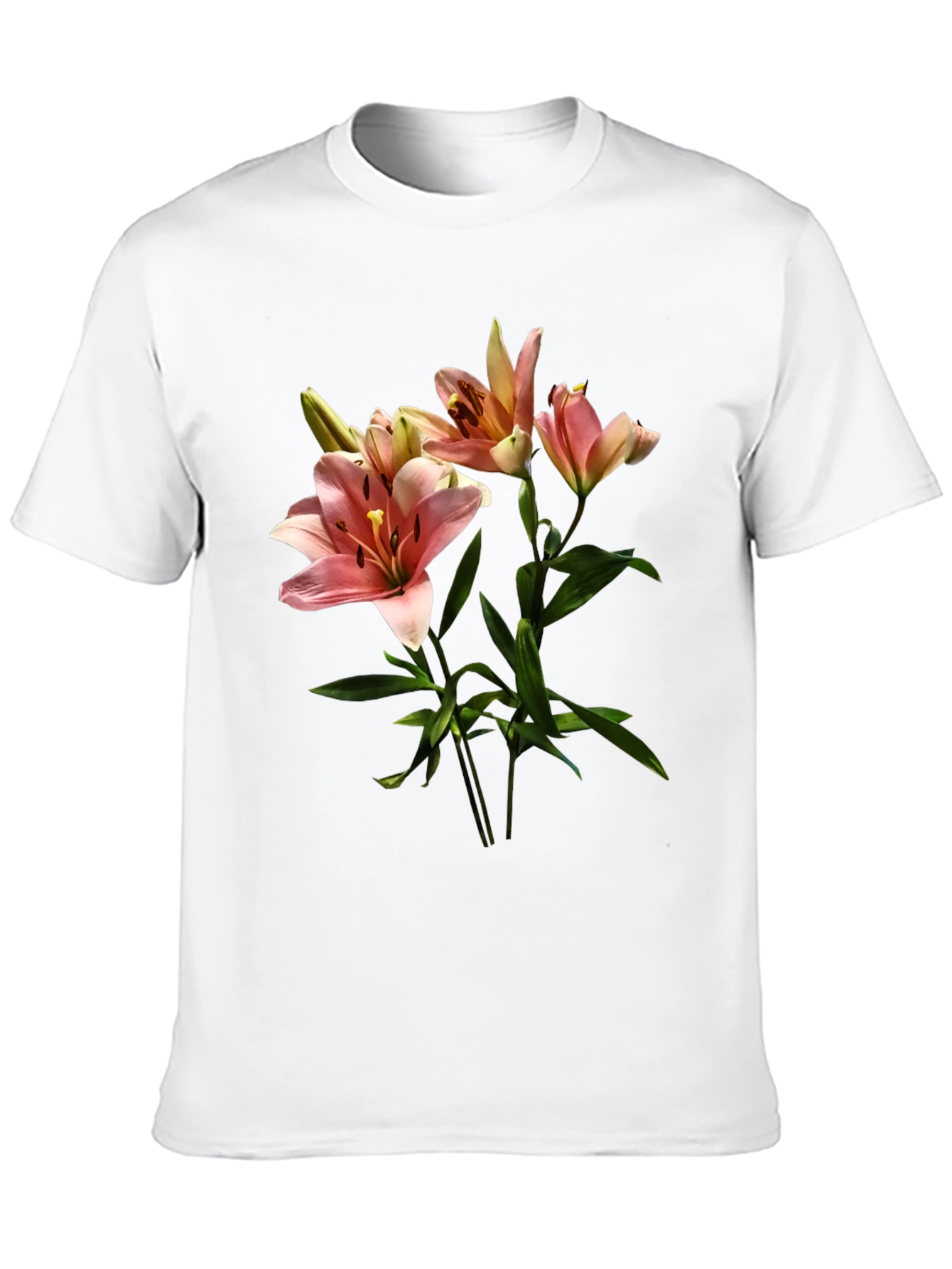 Black Floral Lily Print Black T-Shirt view 10