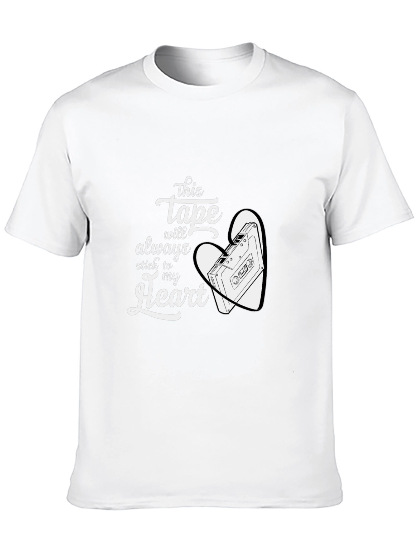 Black Retro Cassette Tape Heart T-Shirt view 10