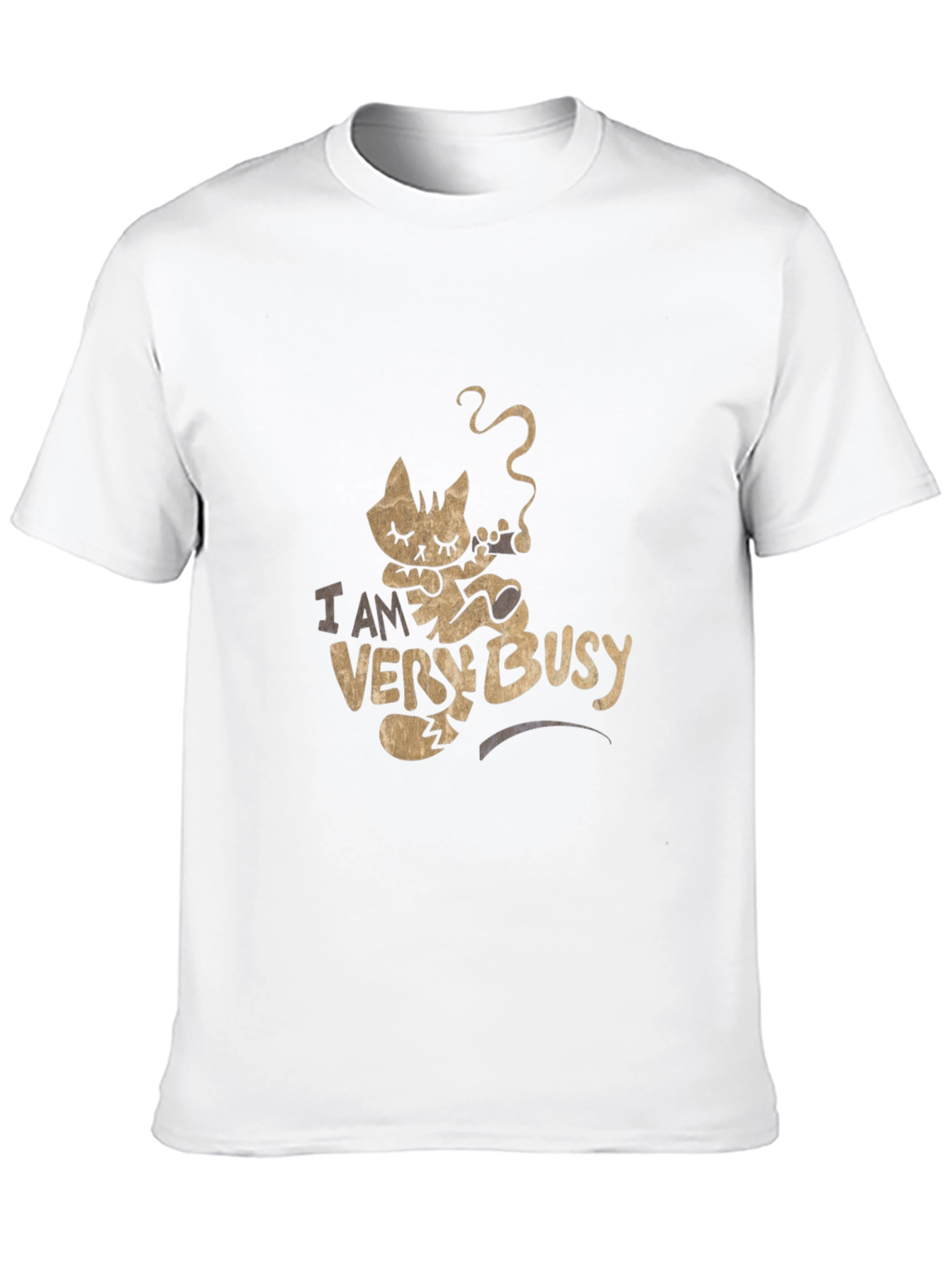 Black I Am Very Busy Cat T-Shirt - Relaxed & Stylish view 10