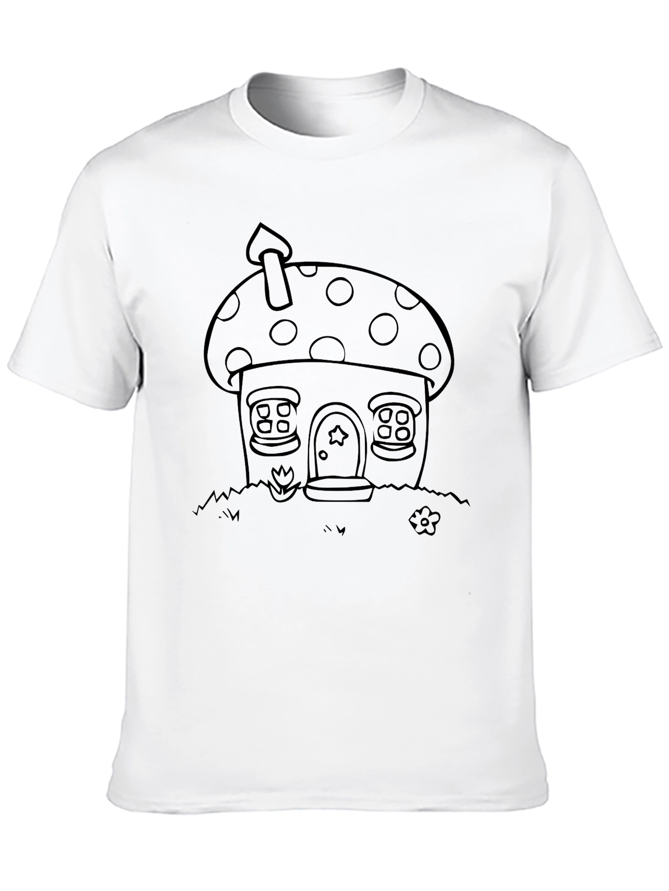 Black Mushroom House Graphic T-Shirt - Black Tee view 10