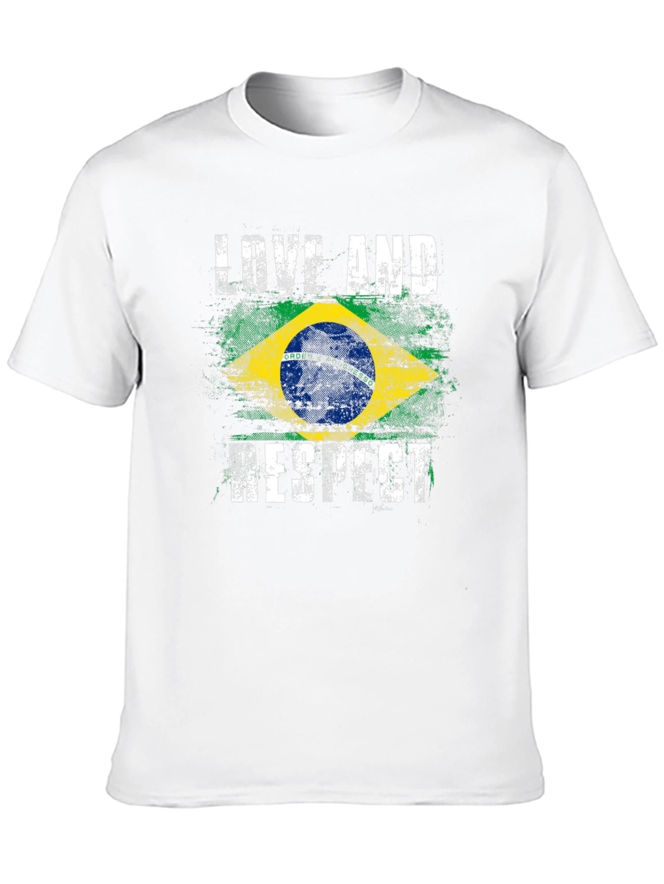 Black Brazil Flag Love and Respect T-Shirt view 10