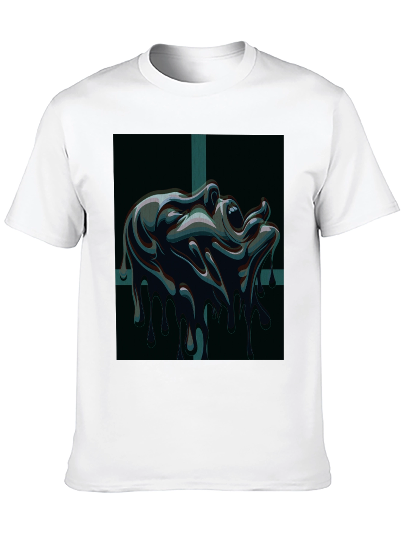 Black Melting Face Graphic Tee - Dark & Edgy Design view 10