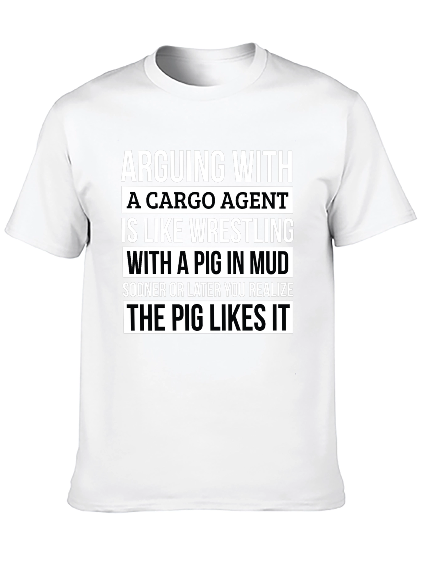 Black Cargo Agent Pig T-Shirt - Funny Job Tee view 10