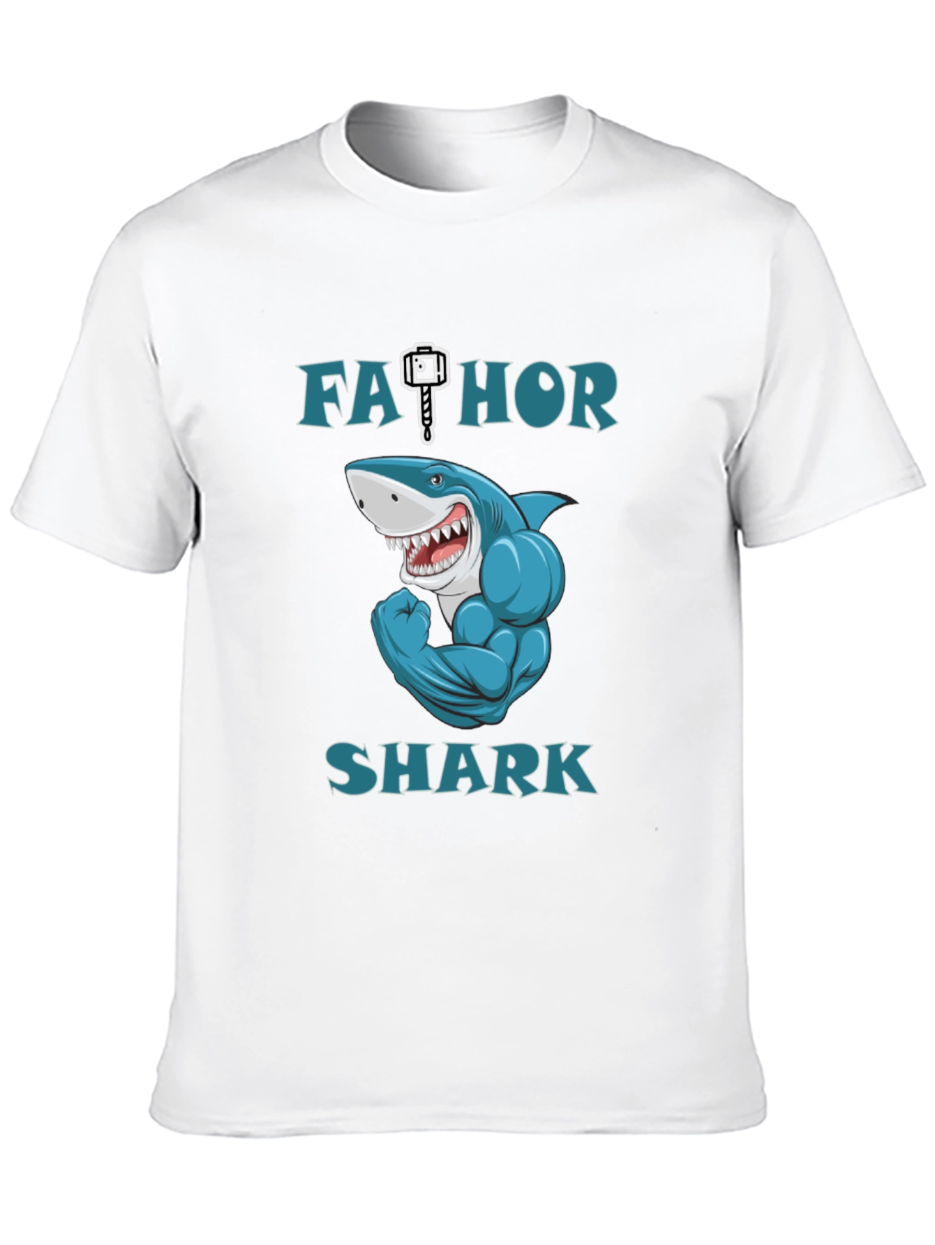 Black Fathor Shark Men's Graphic T-Shirt - Funny Father's Day Tee view 10