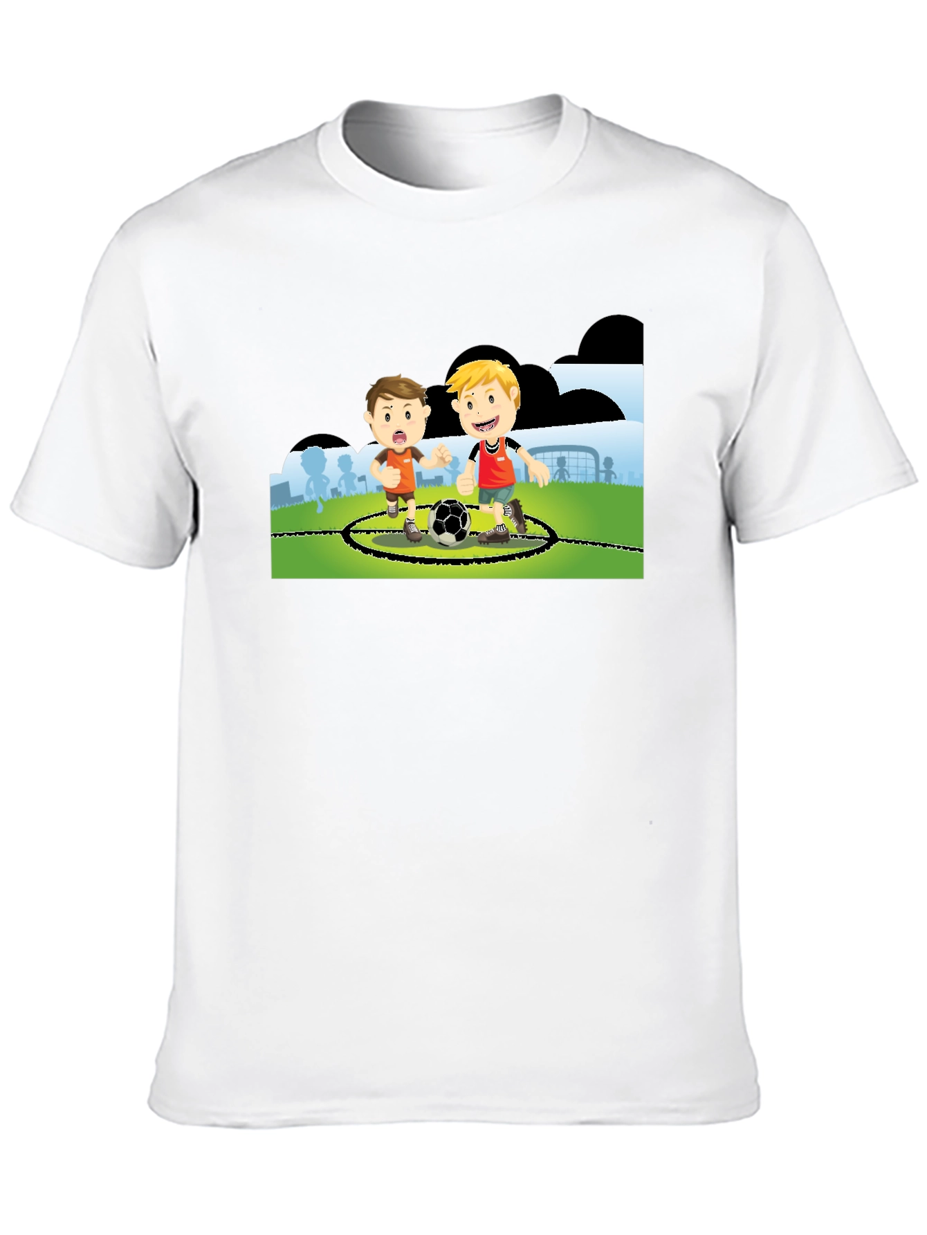 Black Boys Soccer Cartoon Black T-Shirt view 10