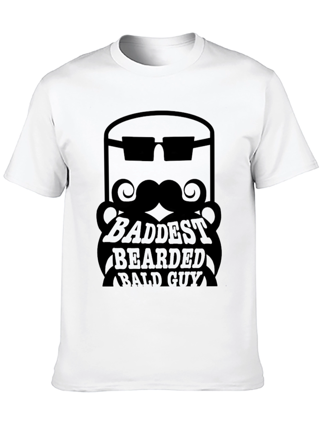 Black Baddest Bearded Bald Guy Black Graphic Tee view 10
