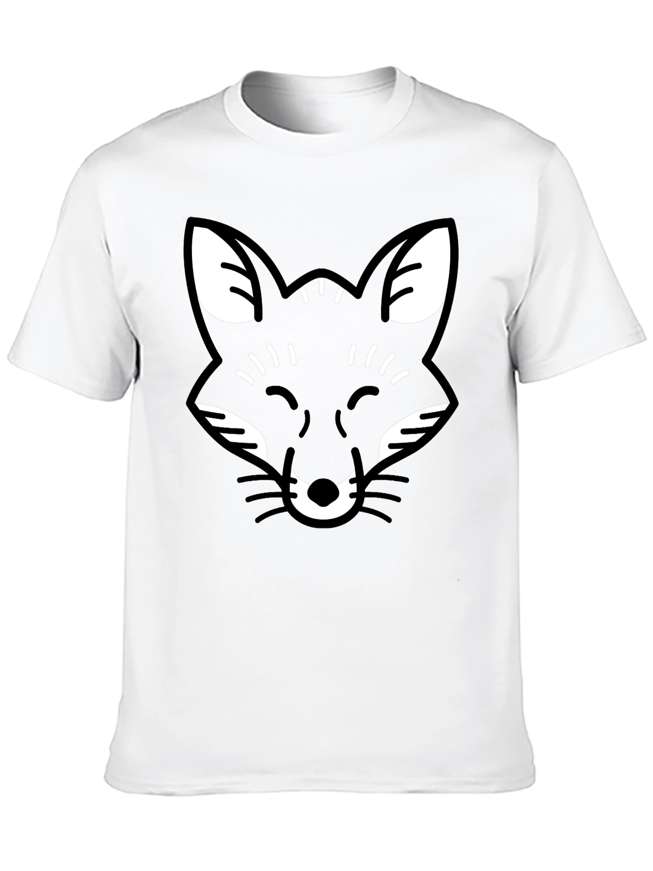 Black Black Fox Face Graphic Tee - Casual Crew Neck T-Shirt view 10