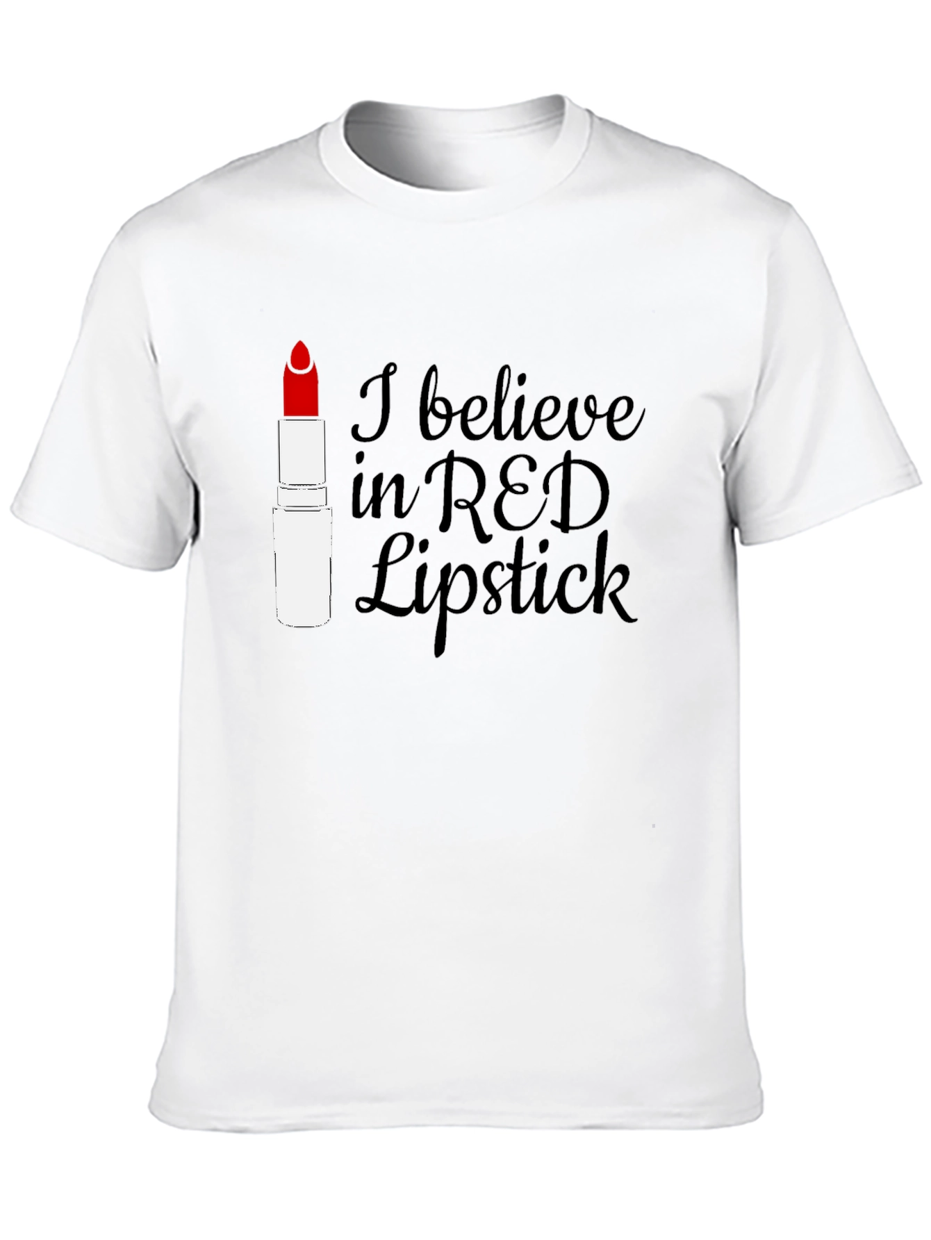 Black Red Lipstick Believer Tee - Stylish Graphic T-Shirt view 10