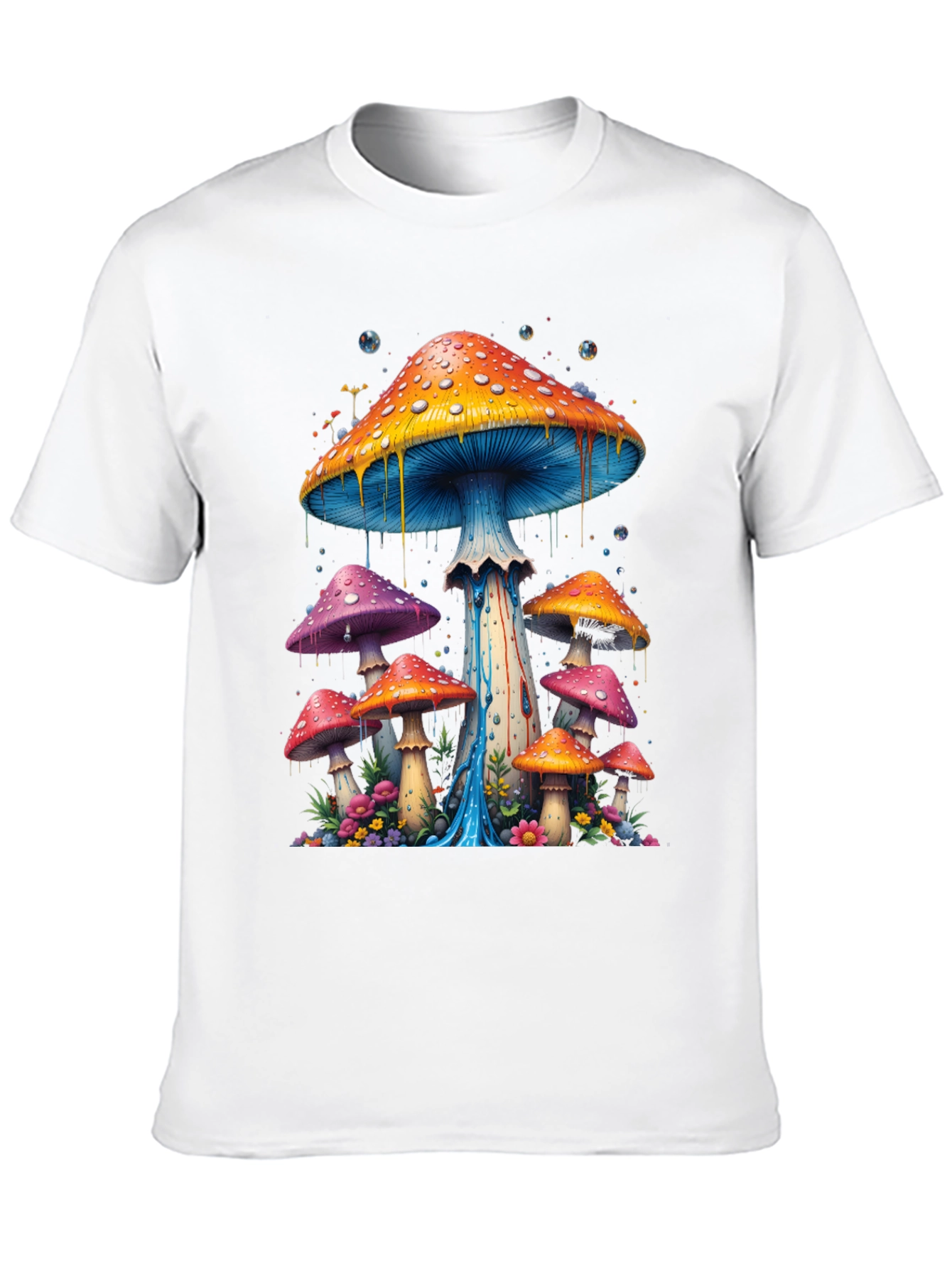 Black Psychedelic Mushroom Graphic Tee - Black Cotton Blend view 10