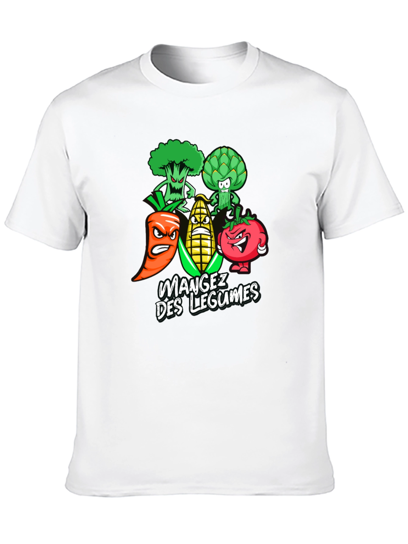 Black Eat Your Vegetables T-Shirt - Funny Cartoon Veggies Tee view 10