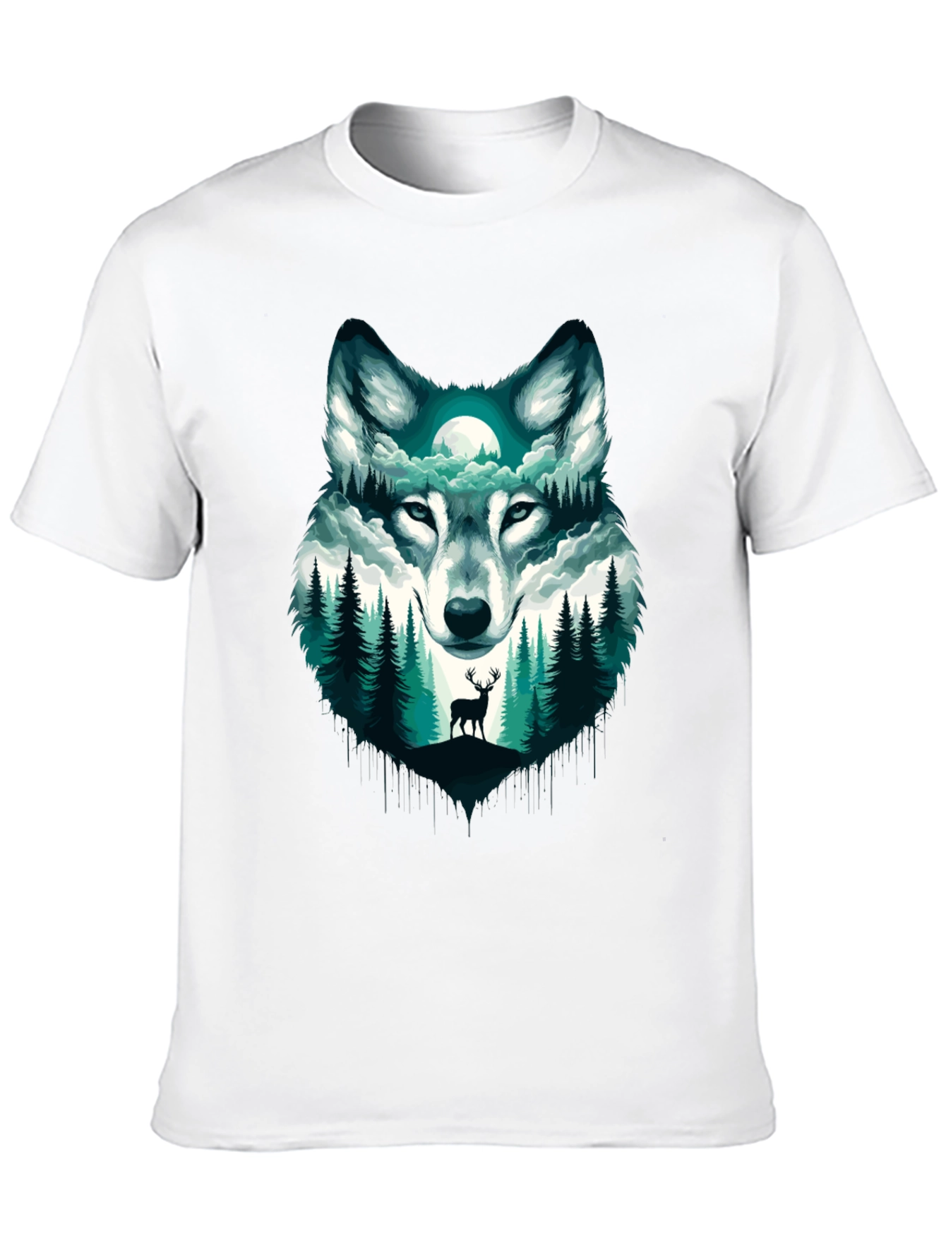 Black Wolf & Forest Graphic Tee - Nature Inspired Design view 10