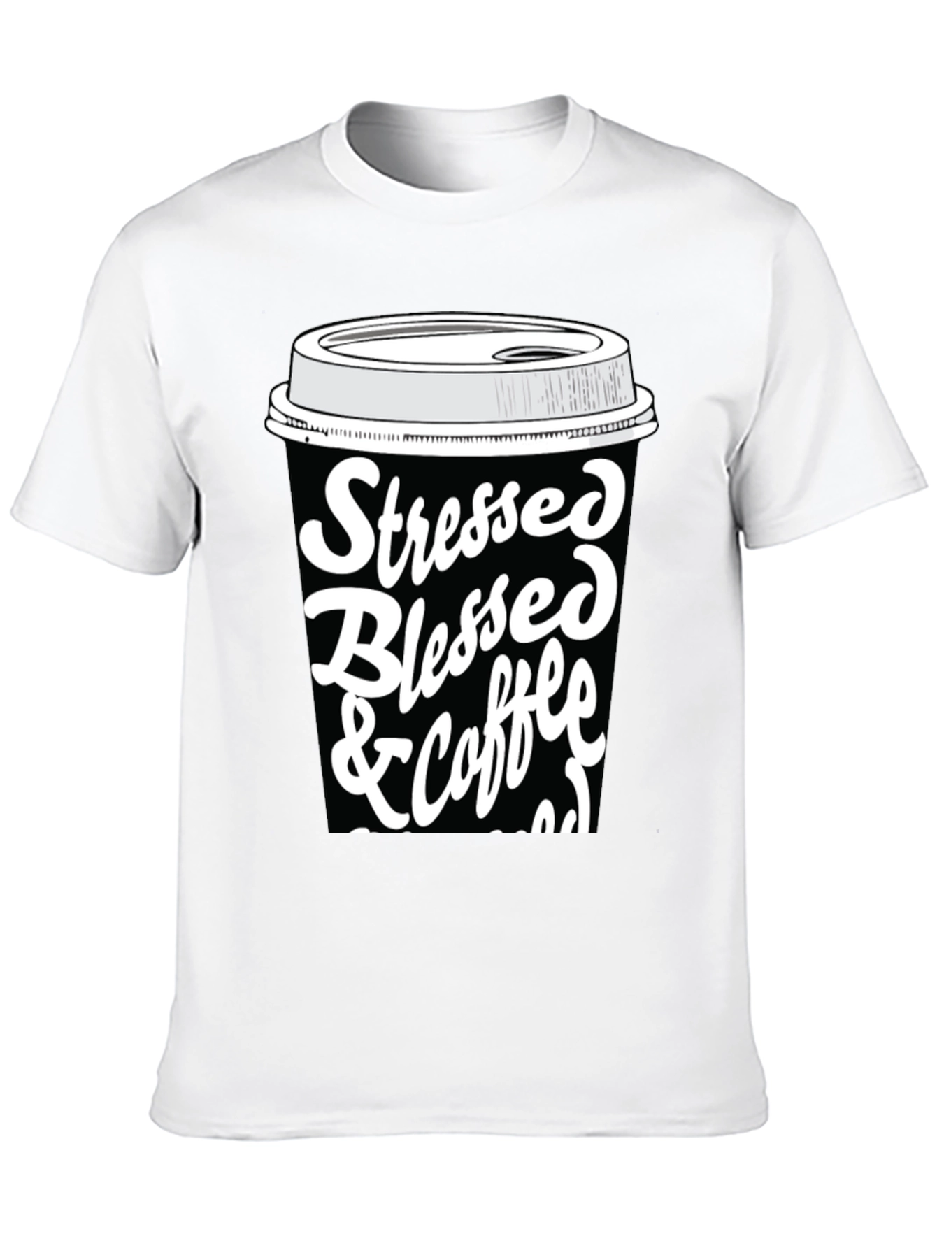 Black Stressed Blessed & Coffee Obsessed T-Shirt view 10