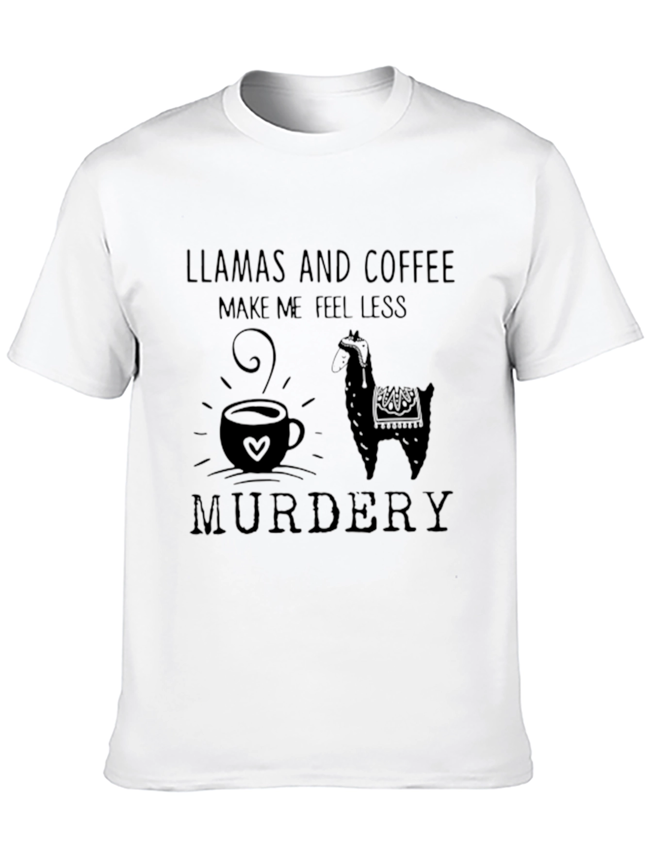 Black Llama and Coffee Graphic Tee - Funny Humor T-Shirt view 10