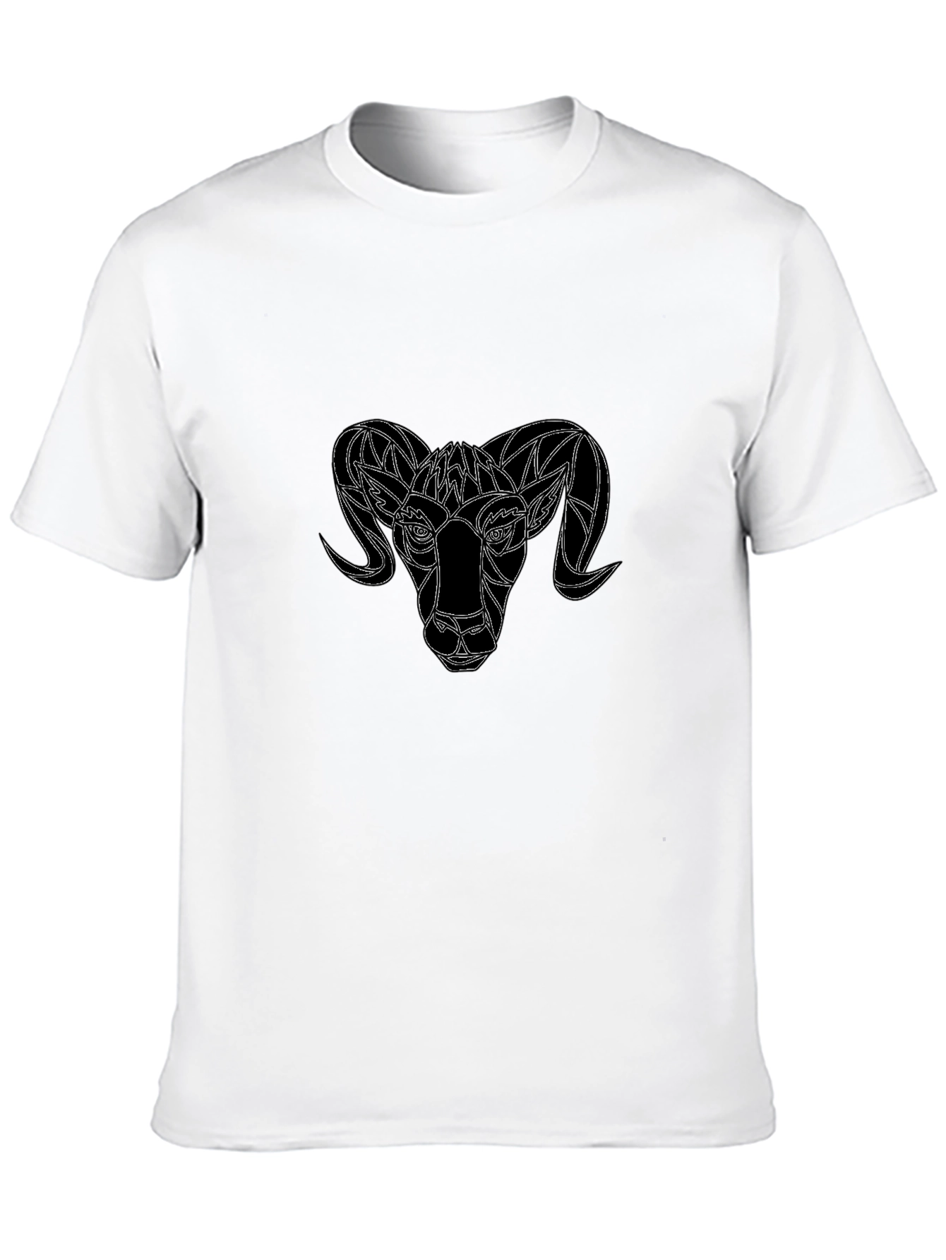 Black Geometric Ram Head Graphic Black T-Shirt view 10