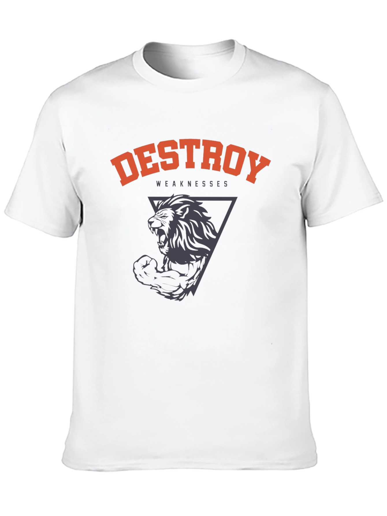 Black Destroy Weaknesses Lion Graphic T-Shirt - Black view 10