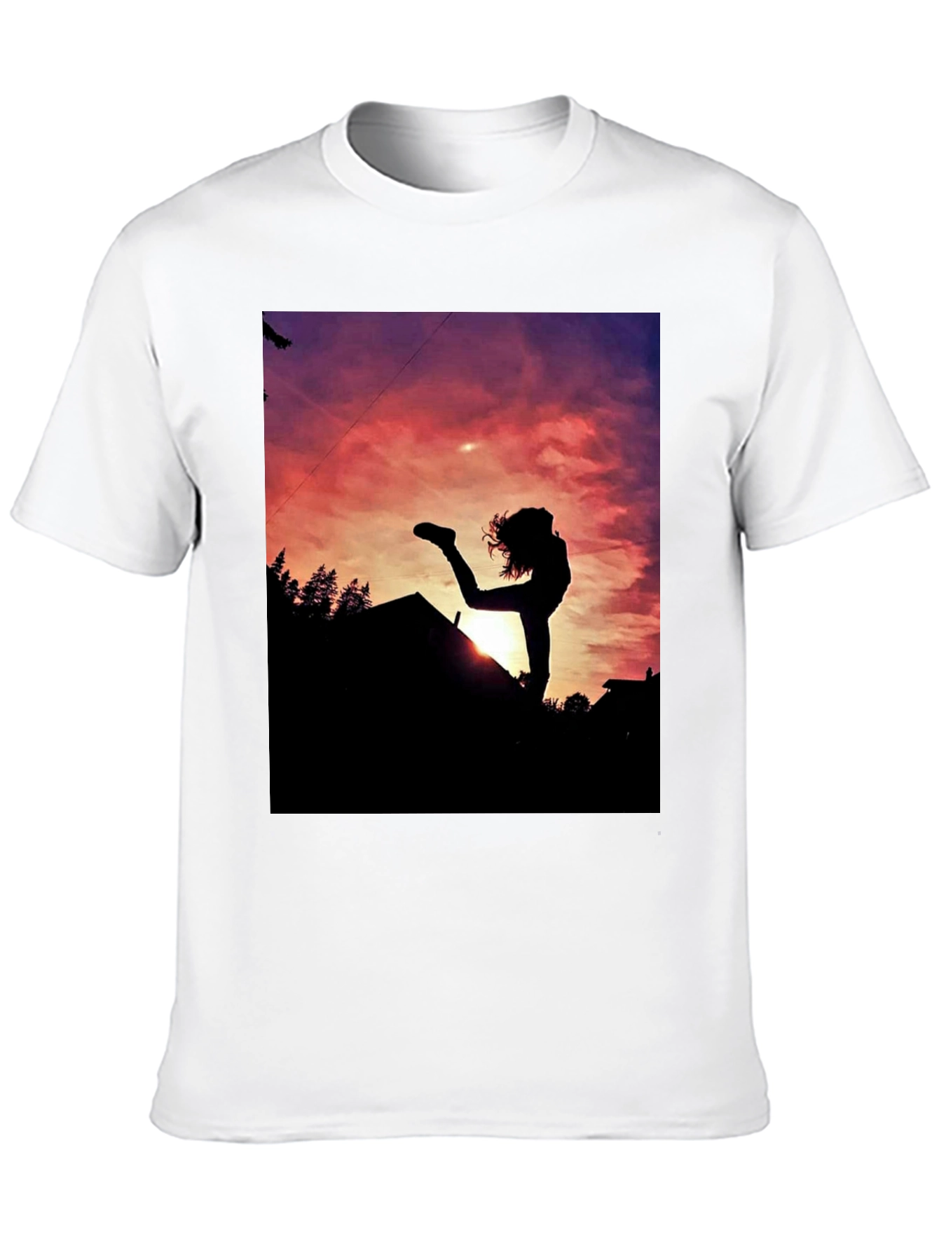 Black Silhouette Sunset Graphic Tee - Black Cotton Blend view 10