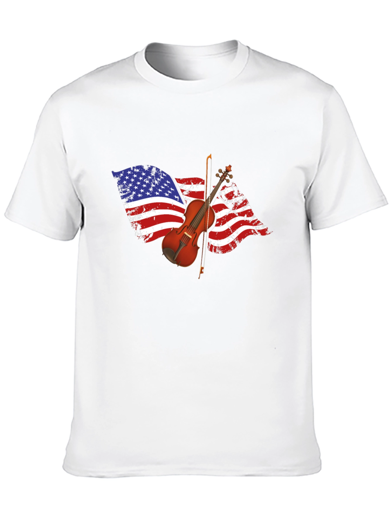 Black American Flag Violin Graphic T-Shirt view 10