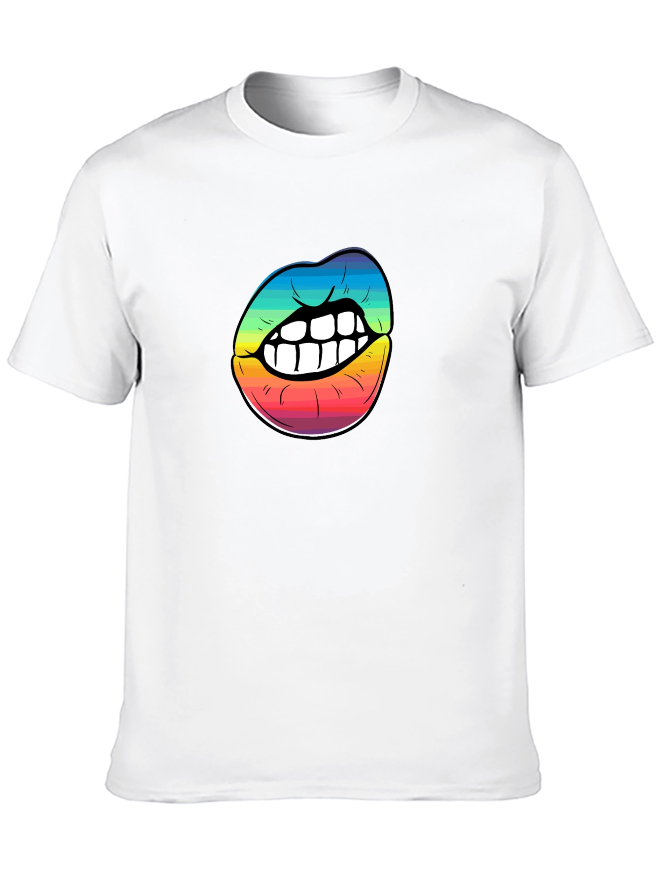 Black Rainbow Lips Graphic Black T-Shirt view 10