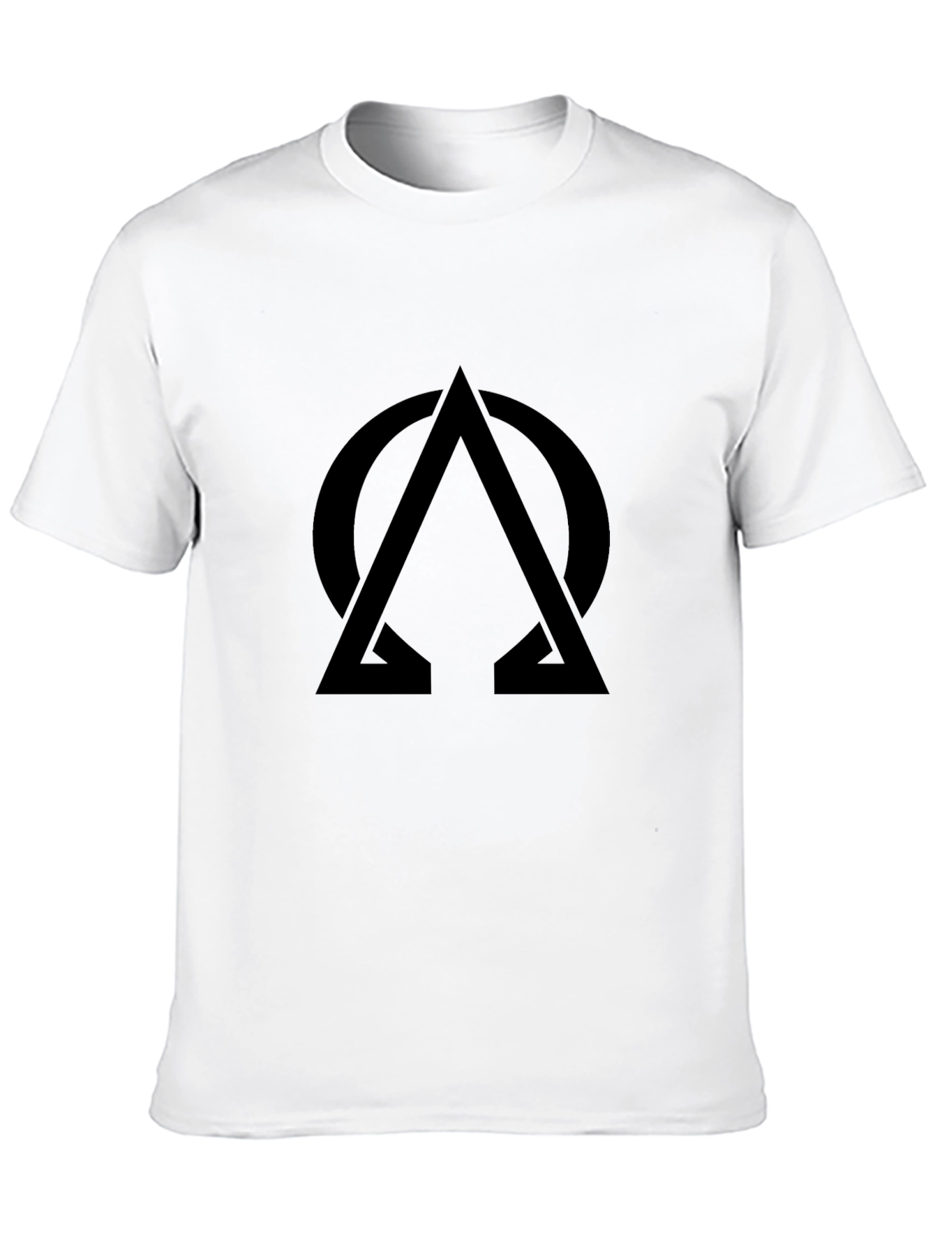 Black Minimalist Black T-Shirt with Geometric Omega Design view 10