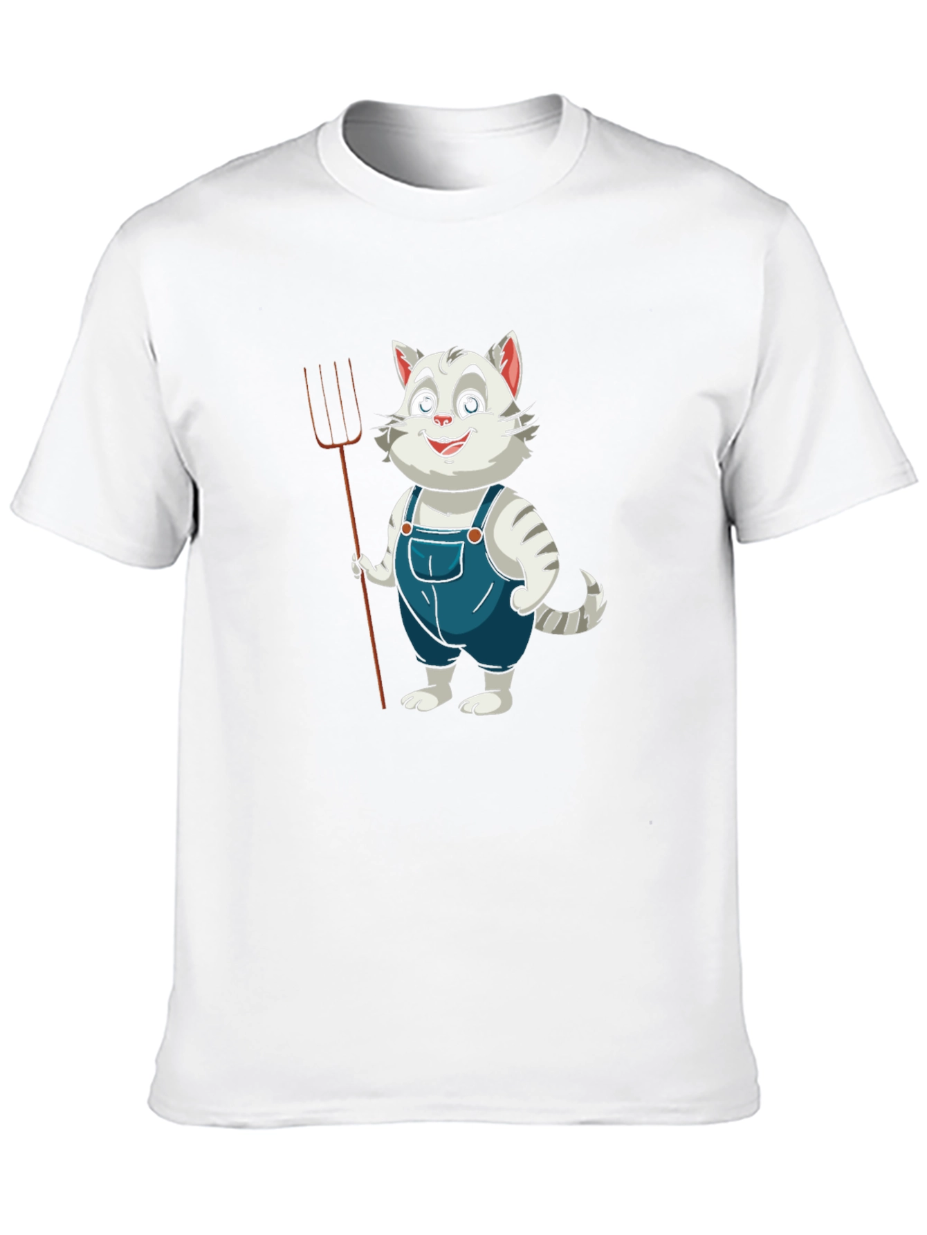 Black Cartoon Cat Farmer Black T-Shirt view 10