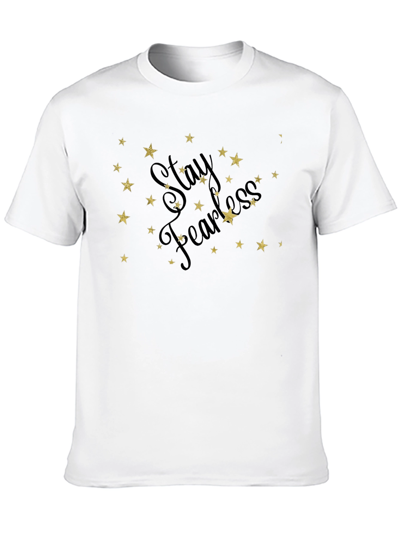 Black Stay Fearless Graphic Tee - Black Cotton Star Design view 10
