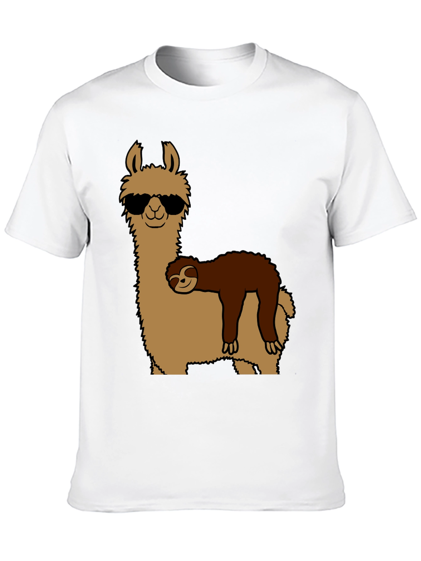 Black Cool Llama & Sloth Graphic T-Shirt view 10