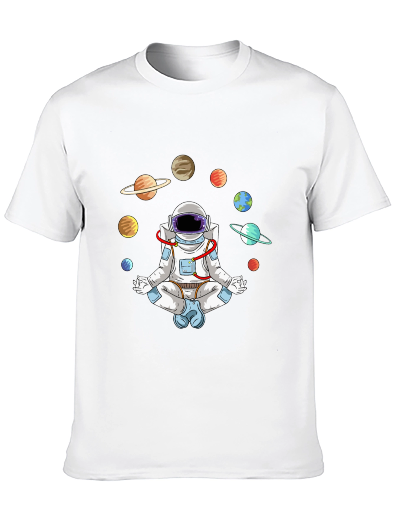 Black Meditating Astronaut Planets Graphic Tee view 10