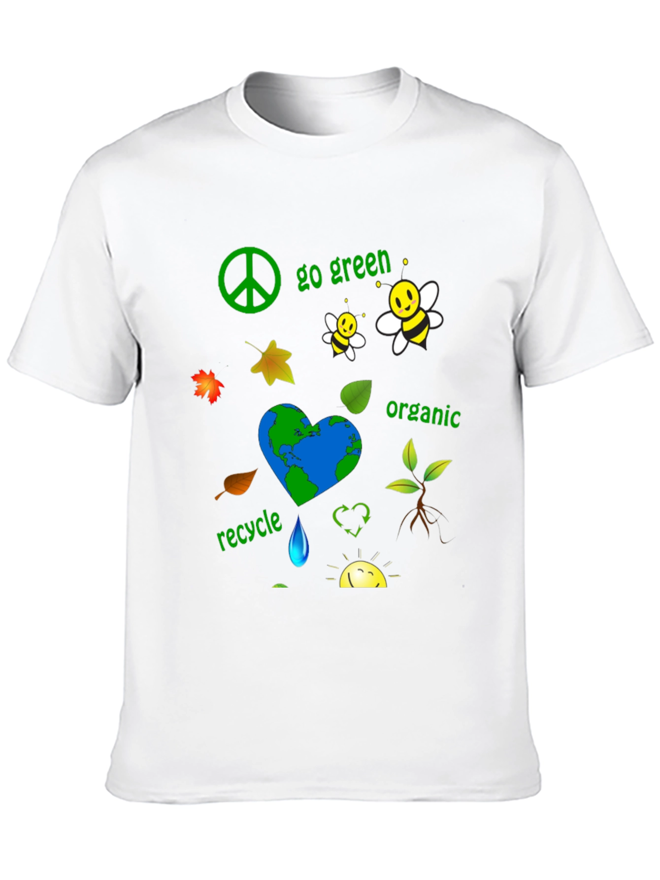 Black Eco-Friendly Go Green Organic Graphic T-Shirt view 10