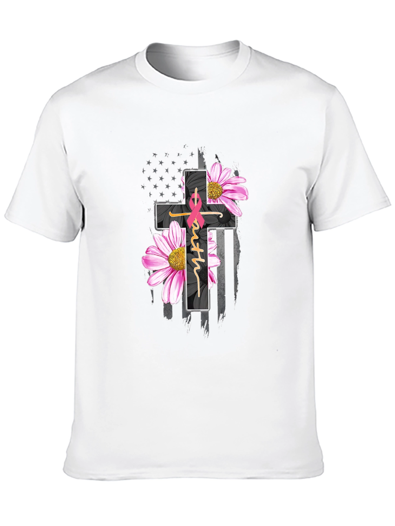 Black Faith Hope Love Breast Cancer Awareness T-Shirt view 10