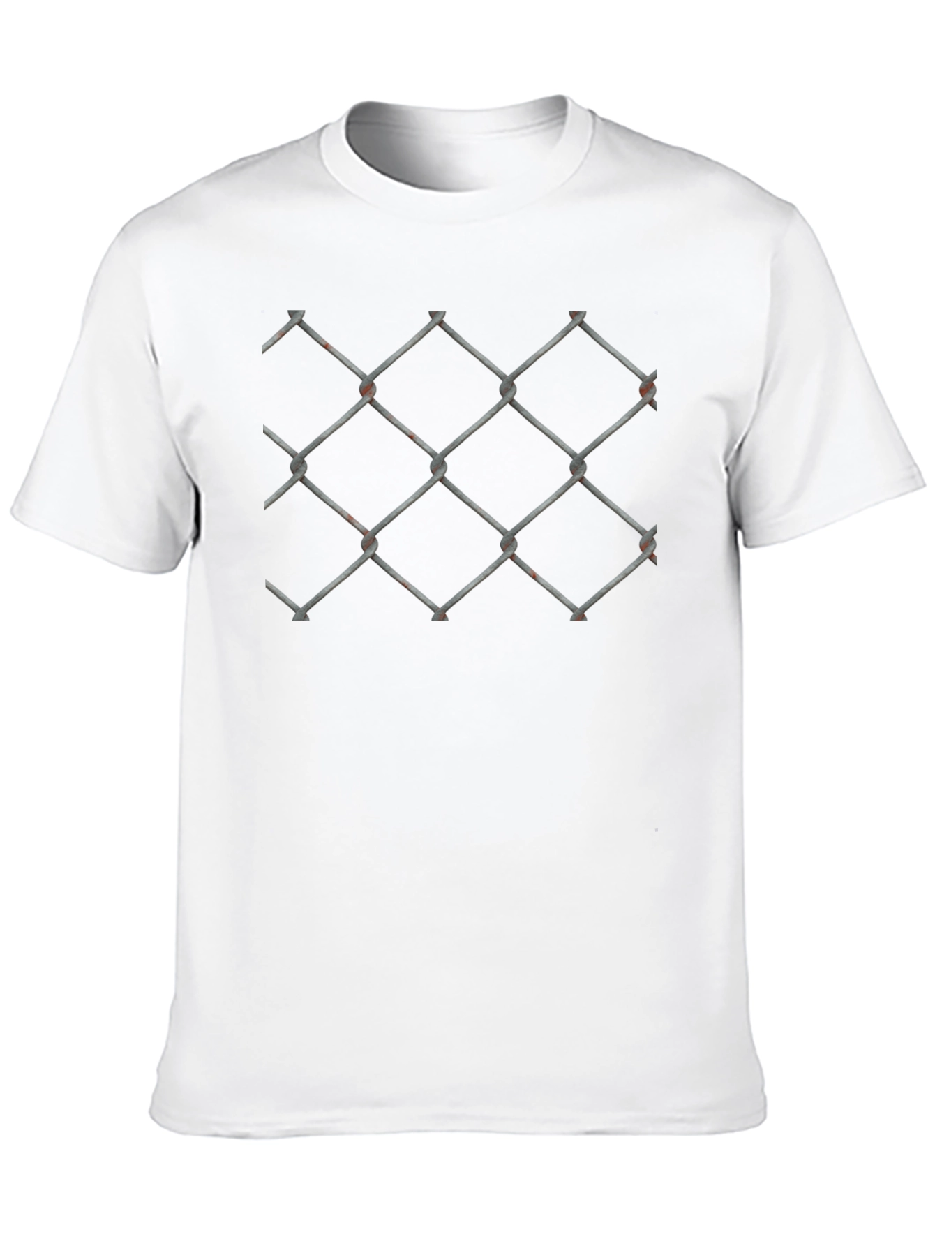 Black Chain Link Fence Graphic Black T-Shirt view 10