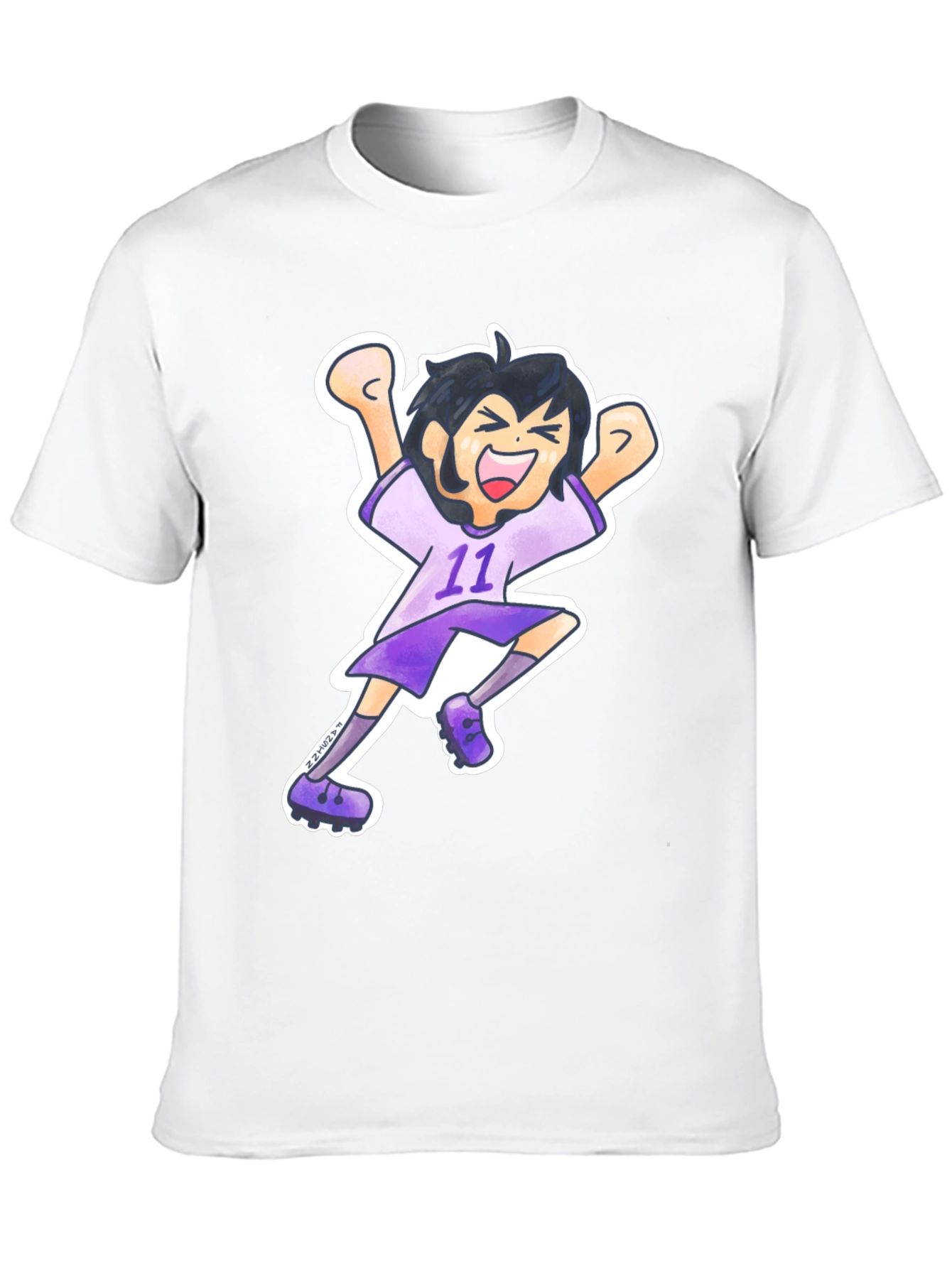 Black Cartoon Soccer Player Graphic Tee view 10