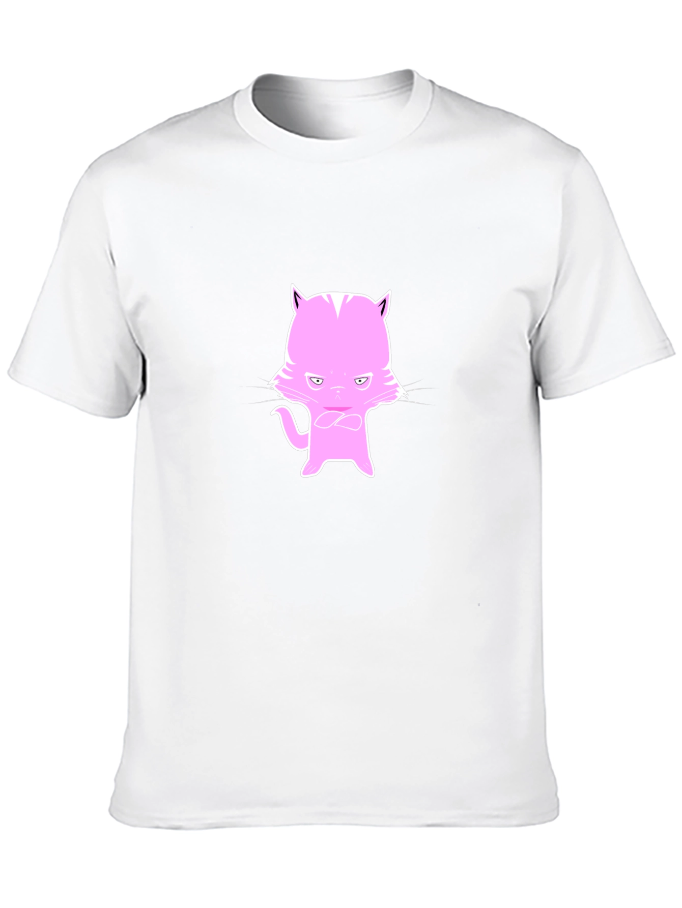 Black Men's Black T-Shirt with Pink Cat Design view 10