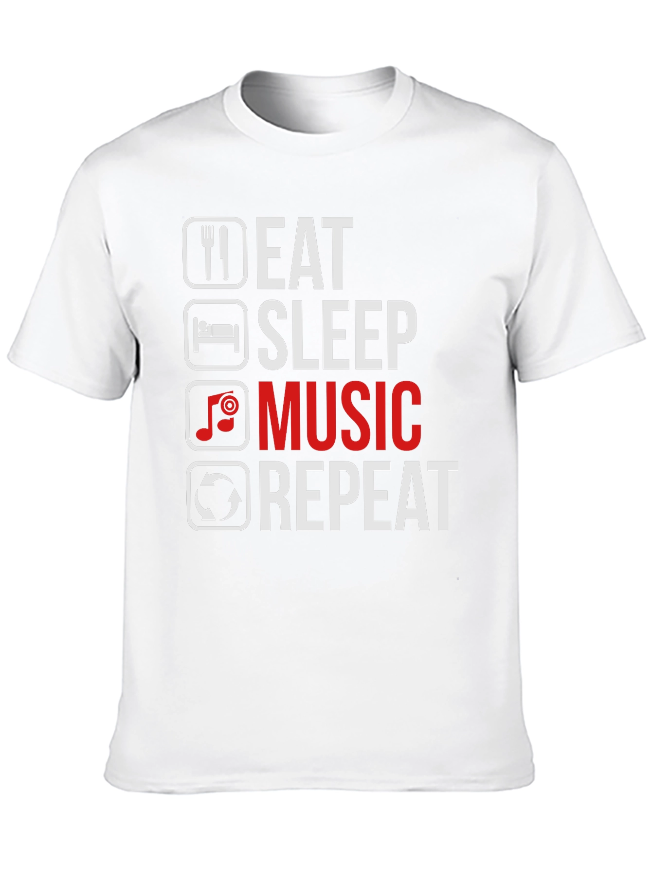Black Eat Sleep Music Repeat Graphic Tee - Musician T-Shirt view 10