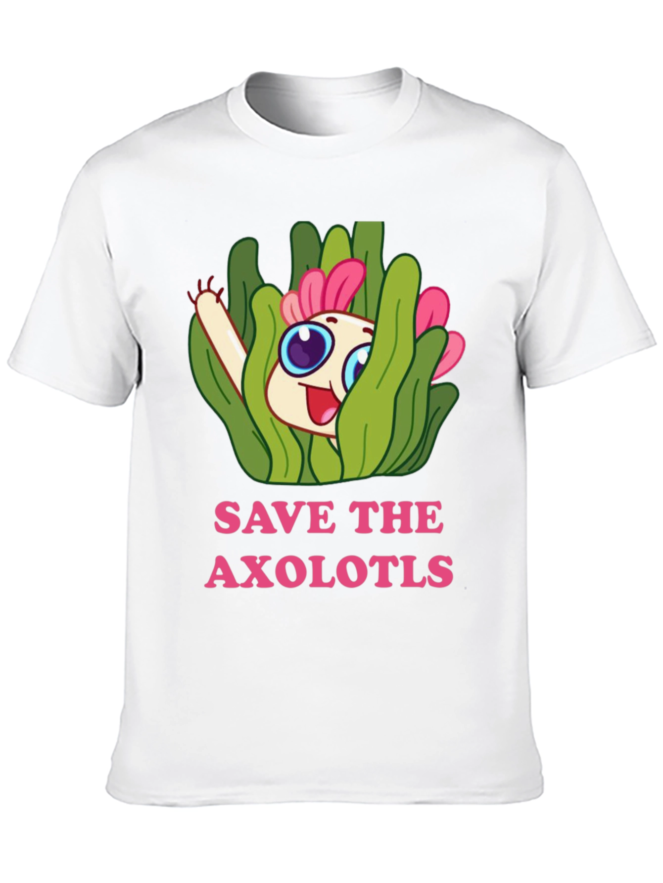 Black Save the Axolotls Cartoon Graphic T-Shirt view 10