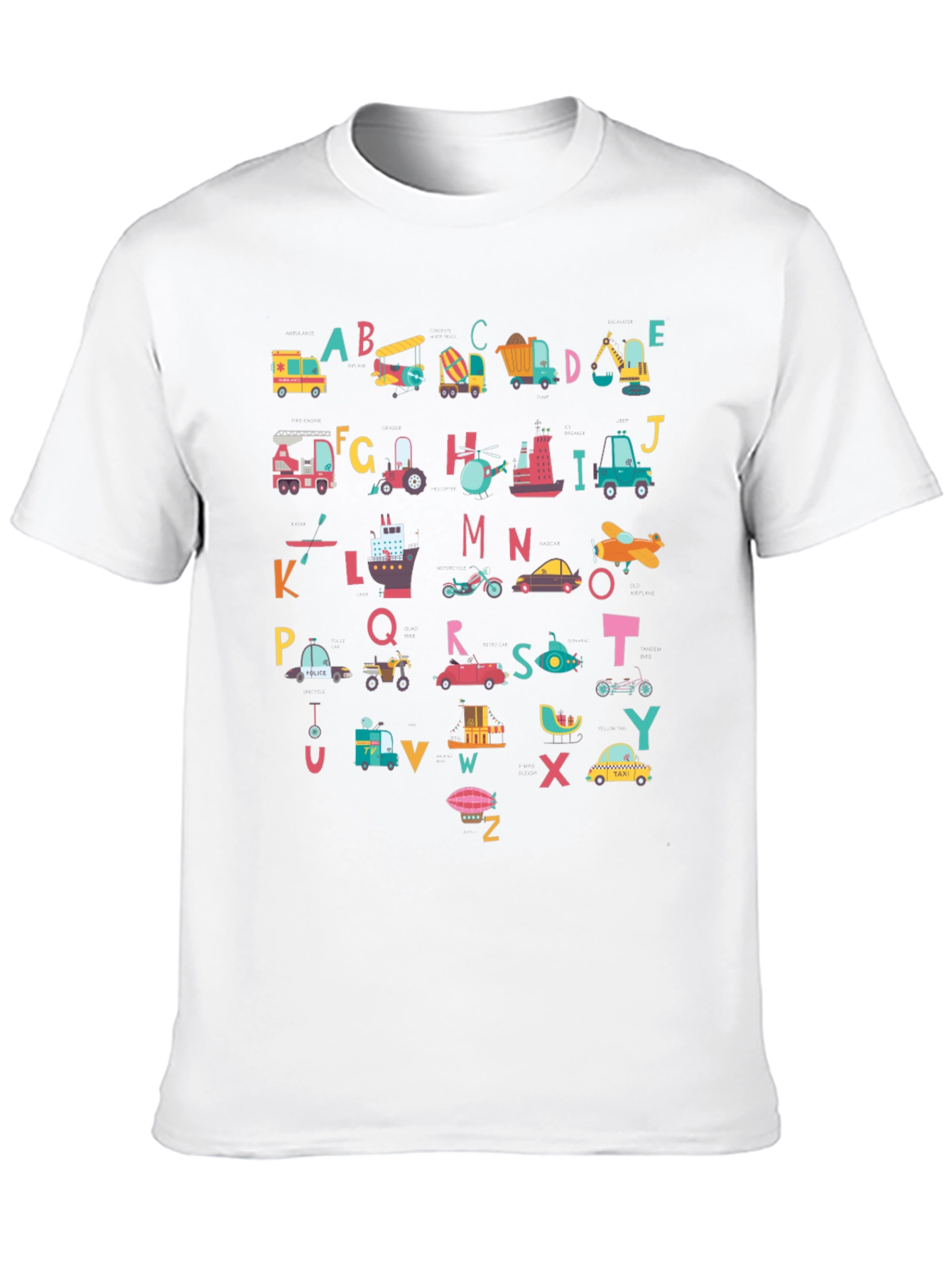 Alphabet Vehicles T-Shirt - Fun Kids Design - 10