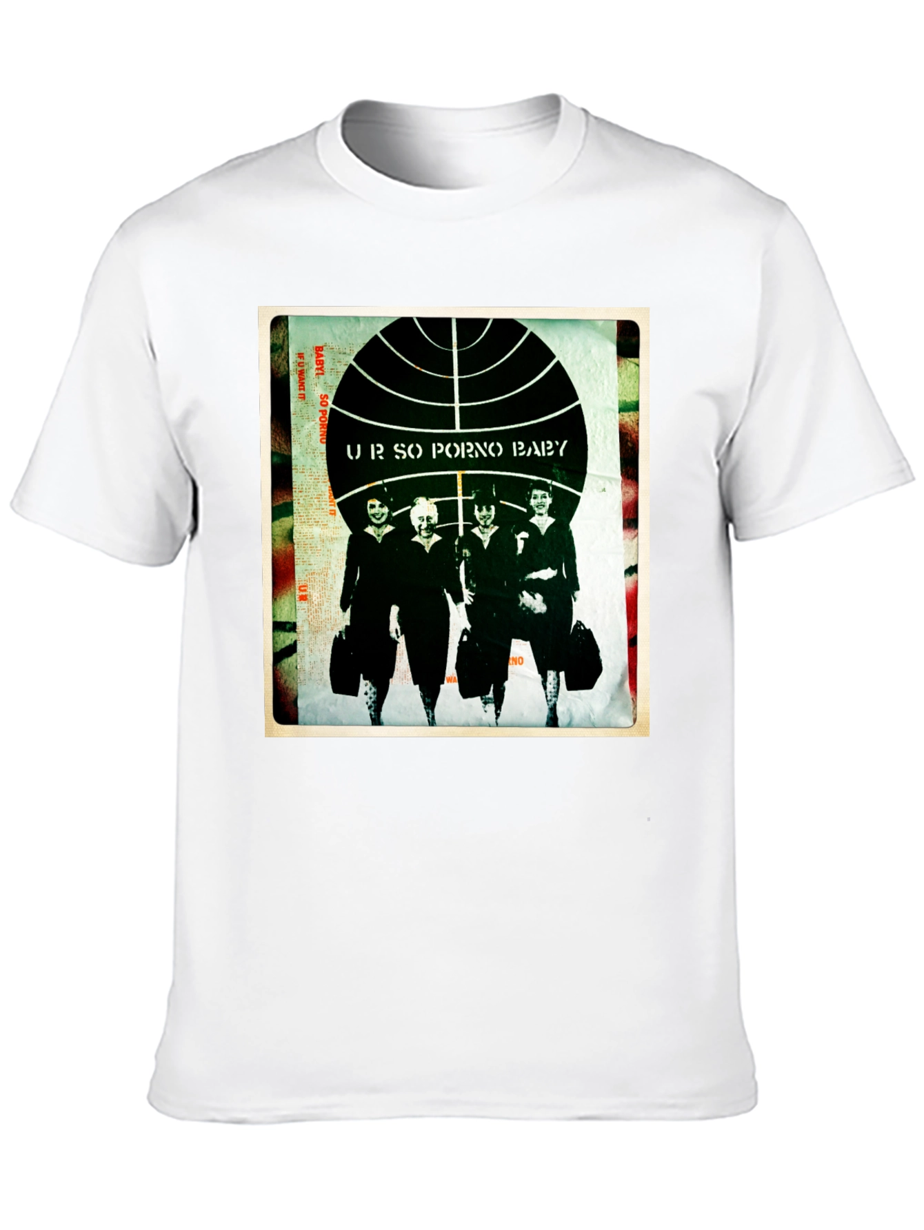 Black Retro Graphic T-Shirt - "UR SO PORNO BABY" Design view 10