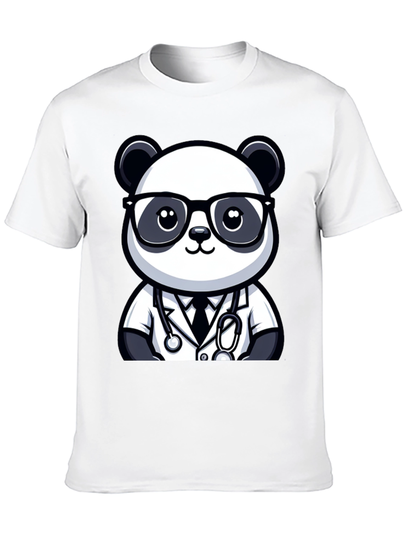 Black Panda Doctor T-Shirt - Cute Cartoon Animal Tee view 10