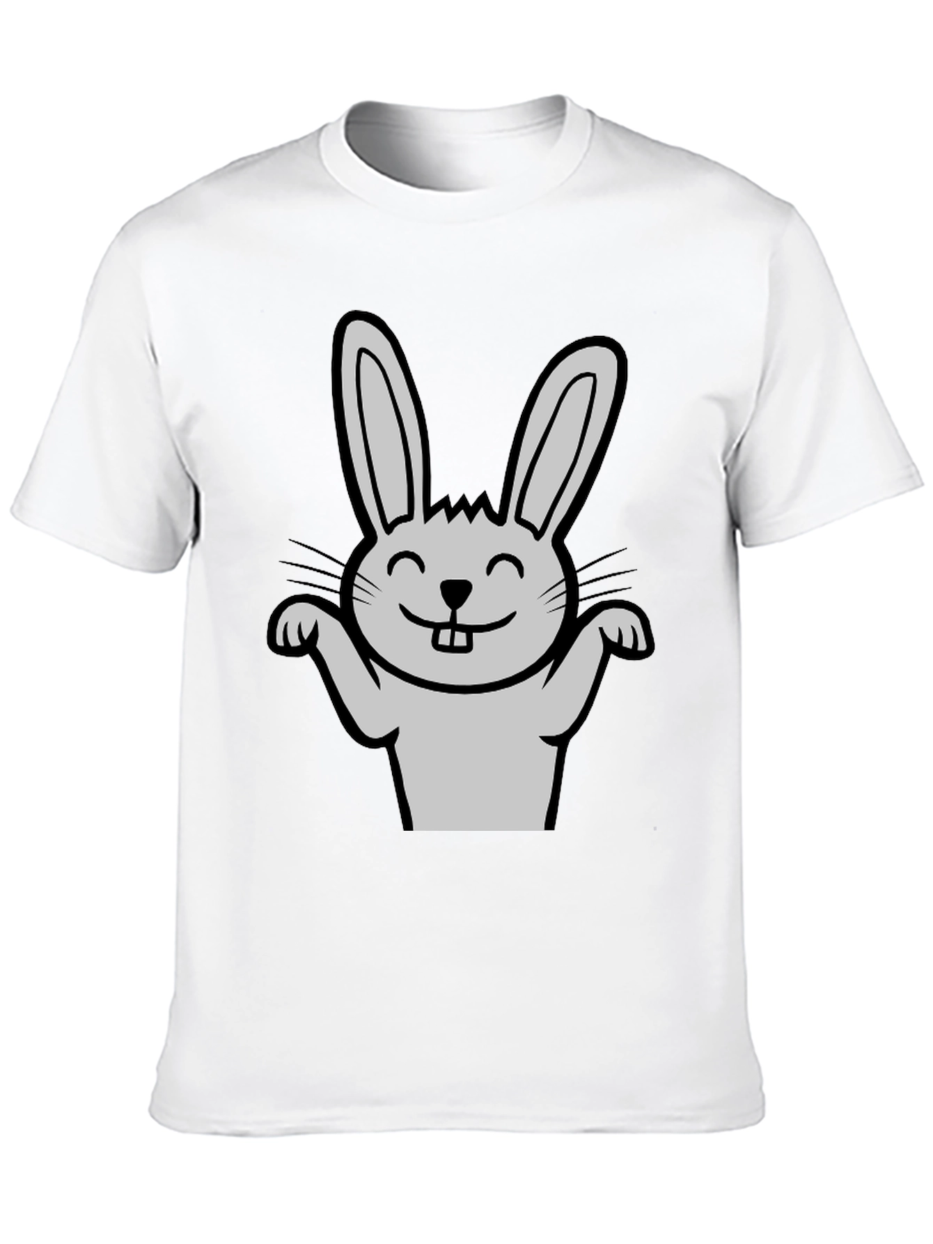Black Funny Rabbit Graphic Tee - Black Casual T-Shirt view 10