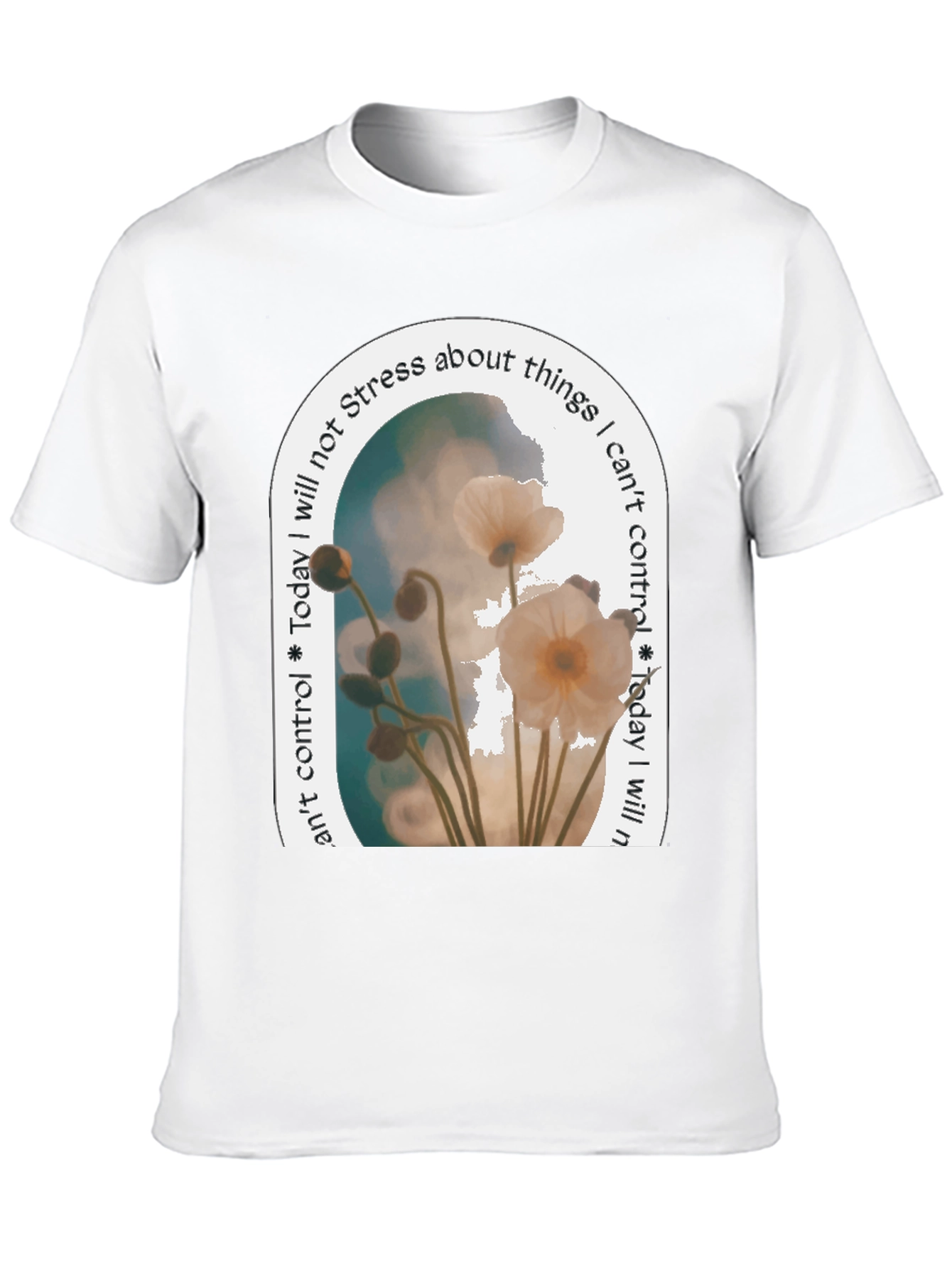 Black Floral Serenity T-Shirt: Stress-Free Living view 10