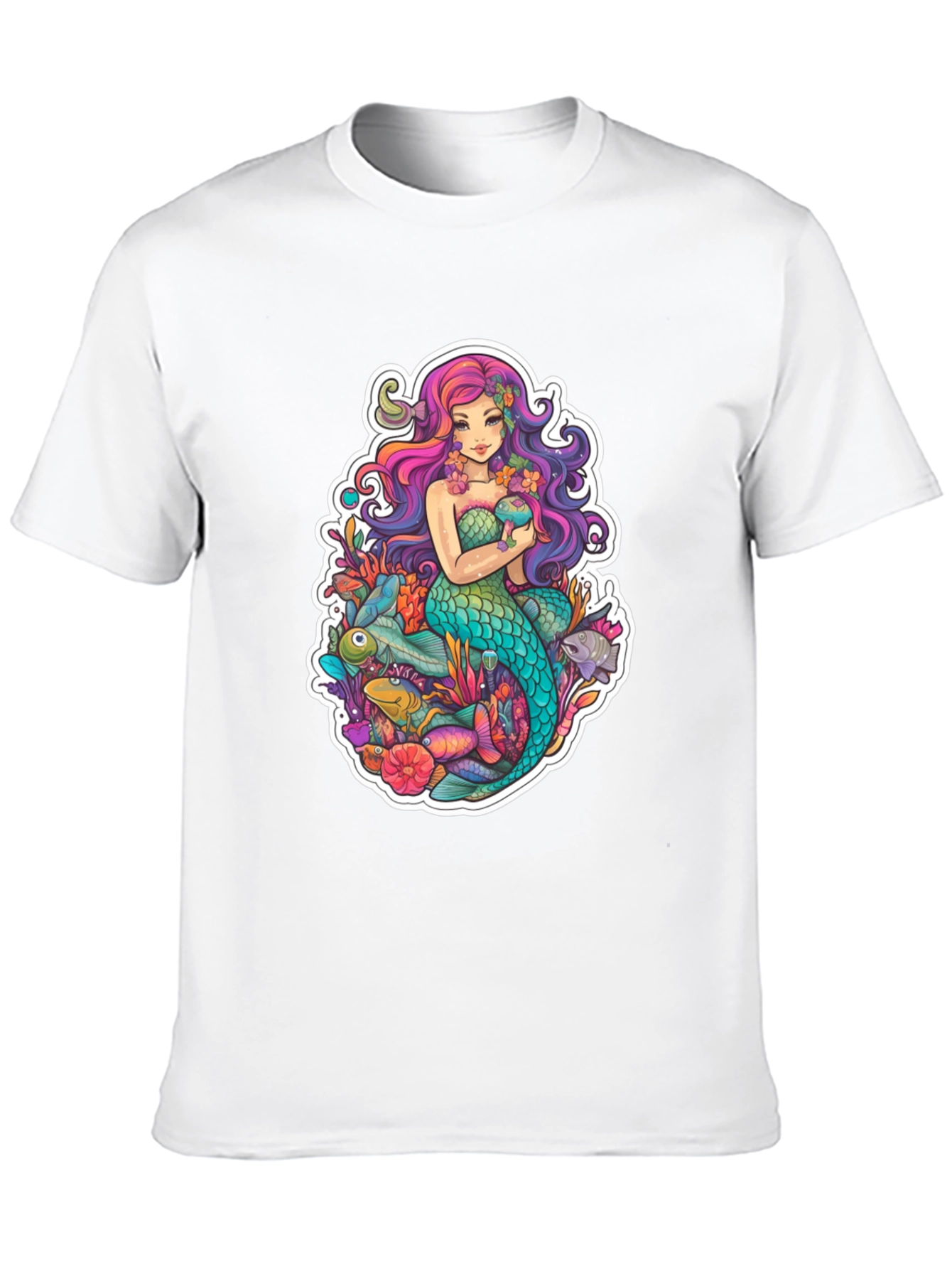 Black Mermaid Graphic Tee - Black Cotton T-Shirt view 10