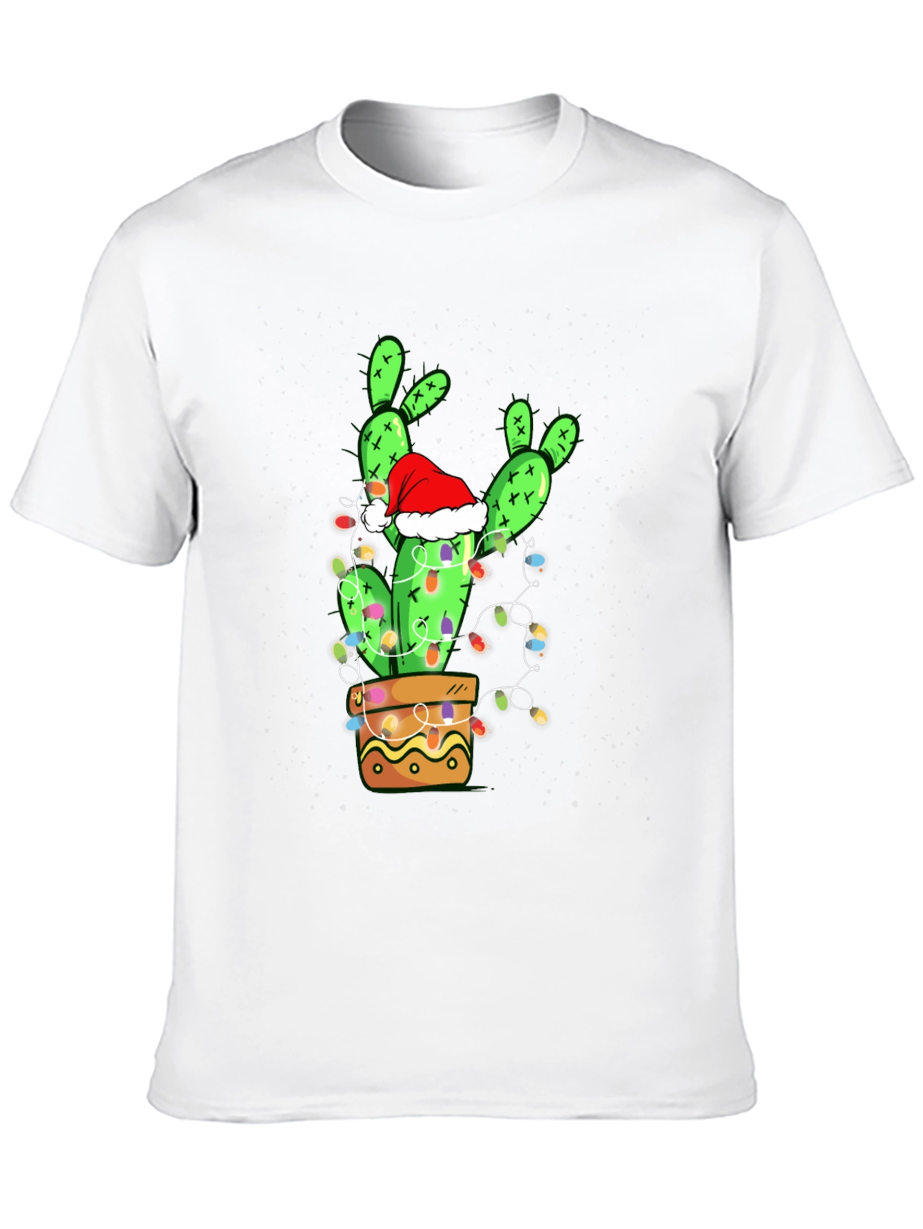 Black Festive Cactus T-Shirt: Christmas Holiday Apparel view 10