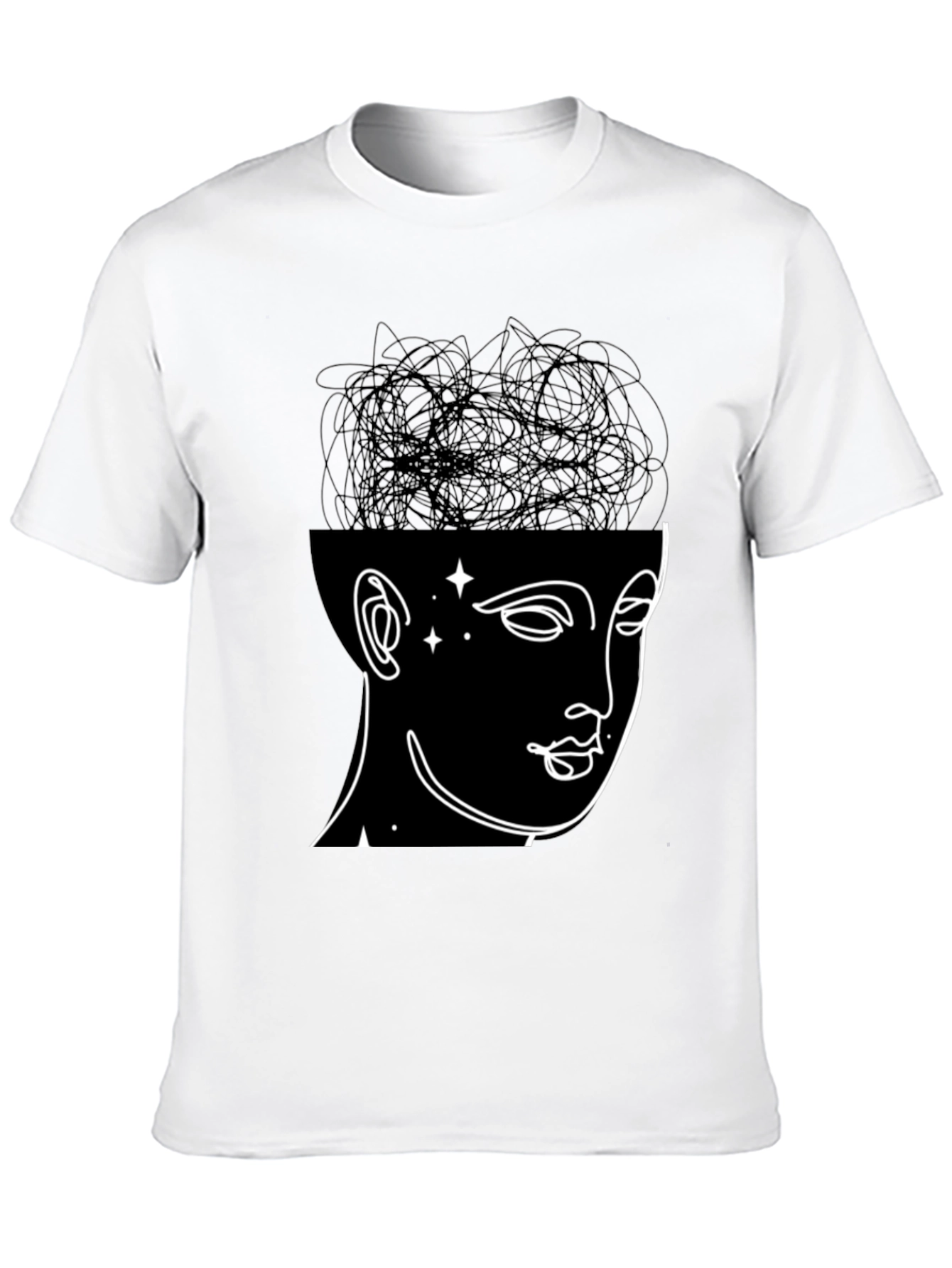 Black Abstract Mind T-Shirt - Modern Graphic Tee view 10