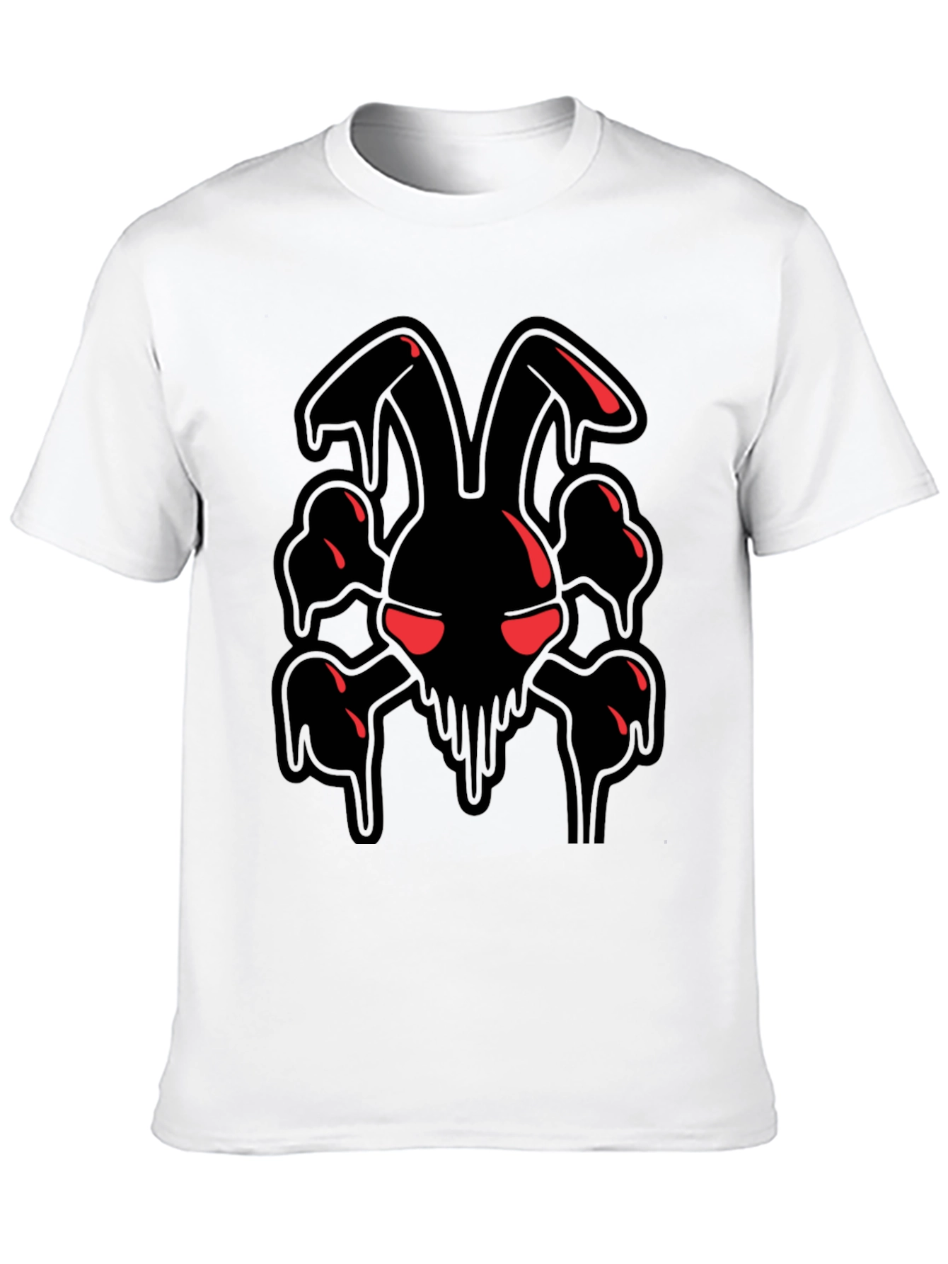 Black Men's Black Graphic Tee - Edgy Rabbit Skull view 10